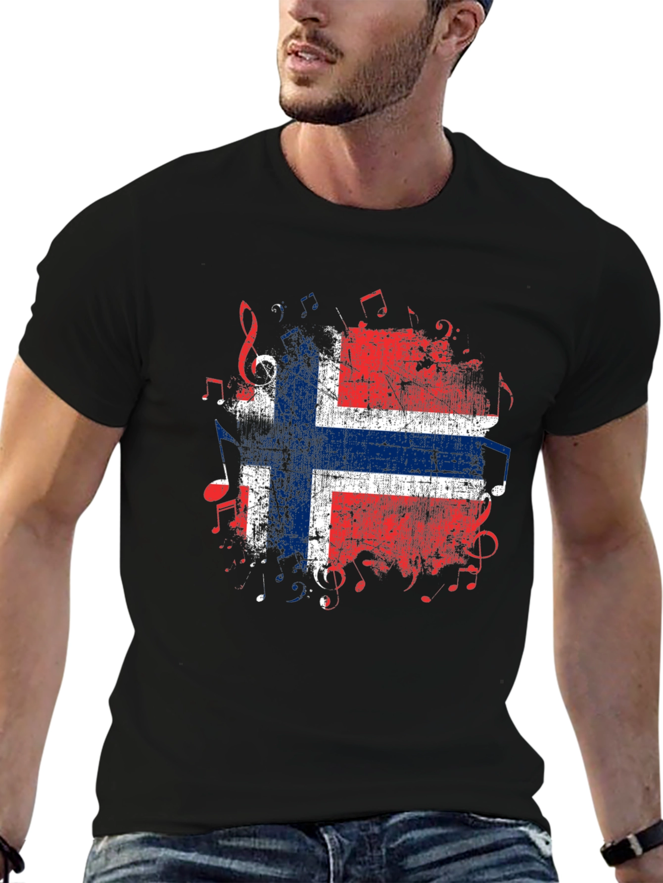 Norway Flag Music Notes Graphic T-Shirt