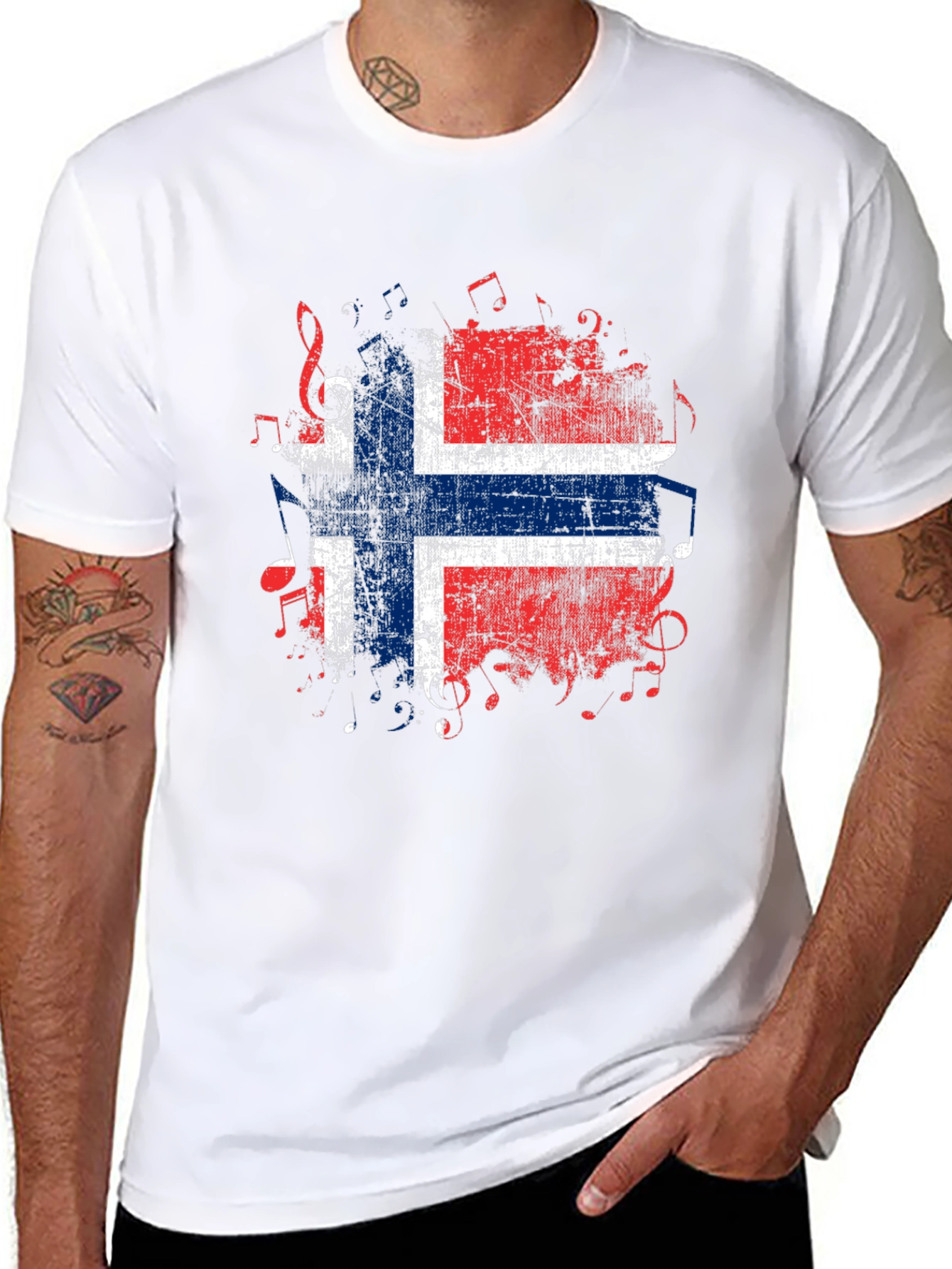 Norway Flag Music Notes Graphic T-Shirt