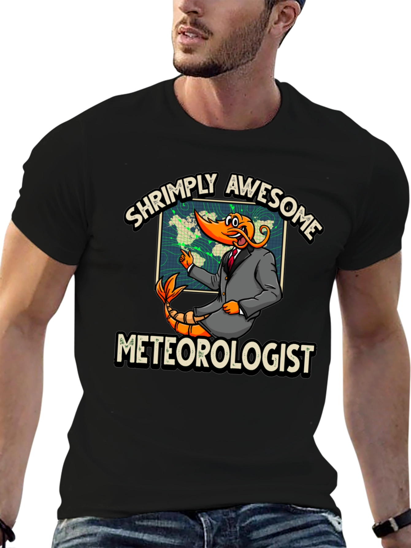 Shrimply Awesome Meteorologist Graphic T-Shirt