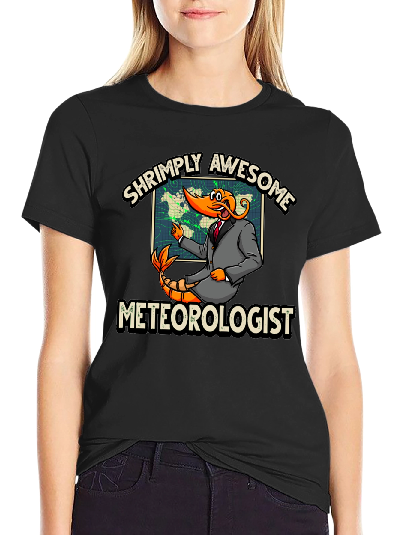Shrimply Awesome Meteorologist Graphic T-Shirt