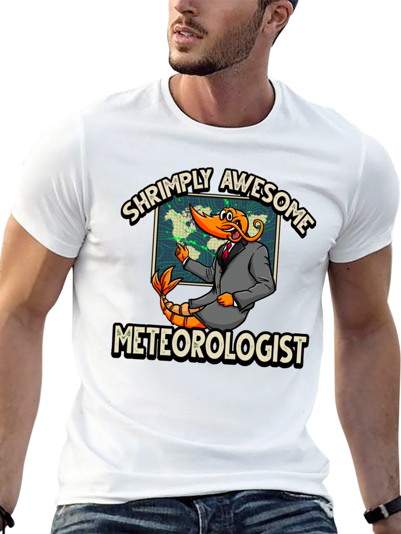 Shrimply Awesome Meteorologist Graphic T-Shirt