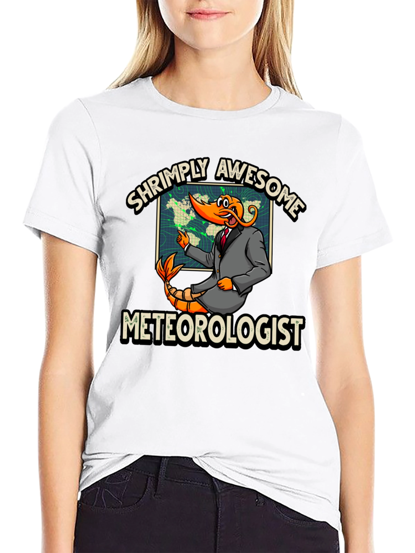 Shrimply Awesome Meteorologist Graphic T-Shirt