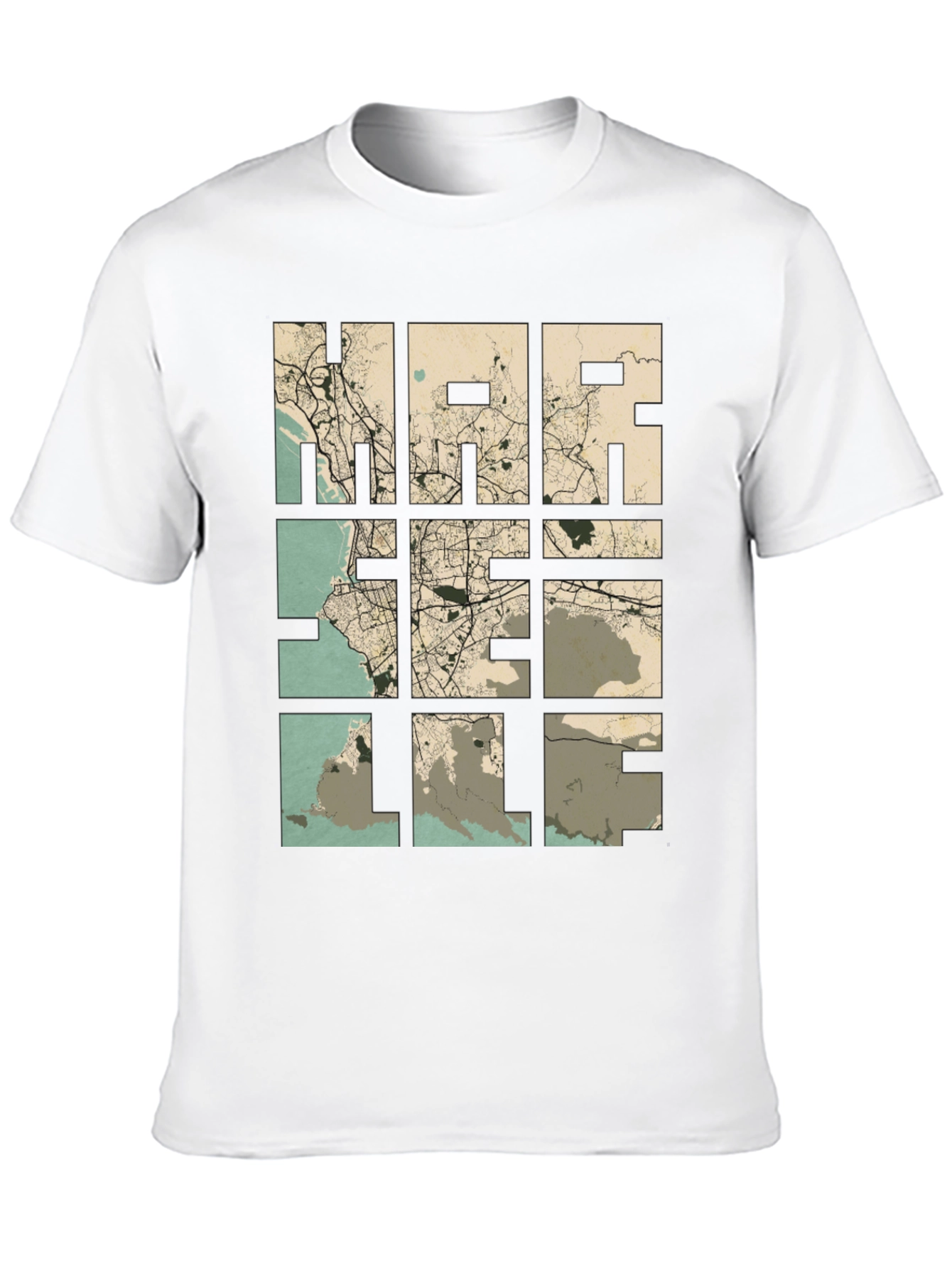 Marseille Map Graphic T-Shirt - Cityscape Tee