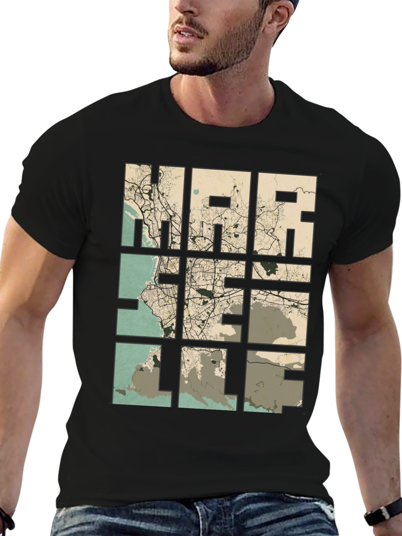 Marseille Map Graphic T-Shirt - Cityscape Tee