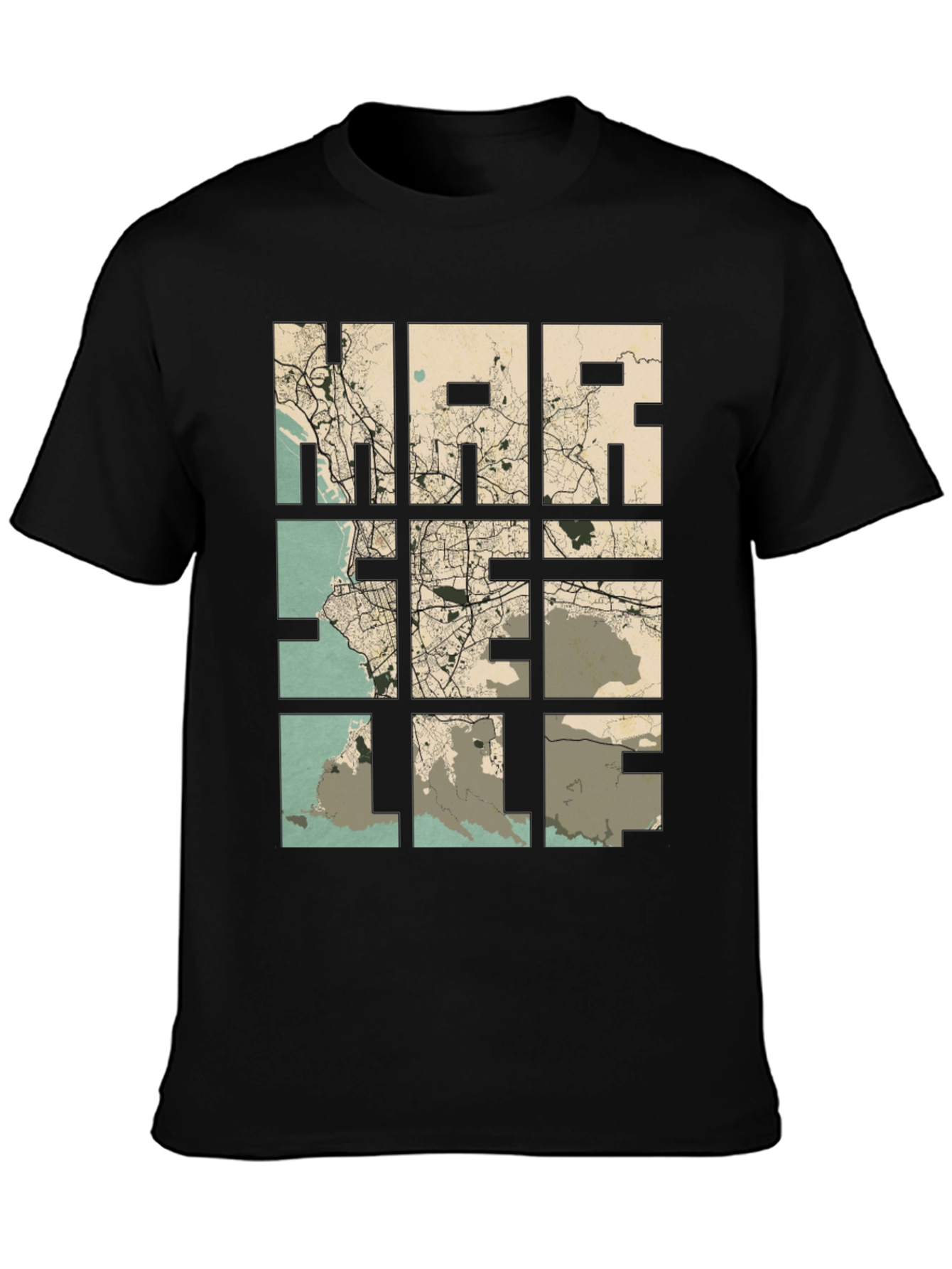 Marseille Map Graphic T-Shirt - Cityscape Tee