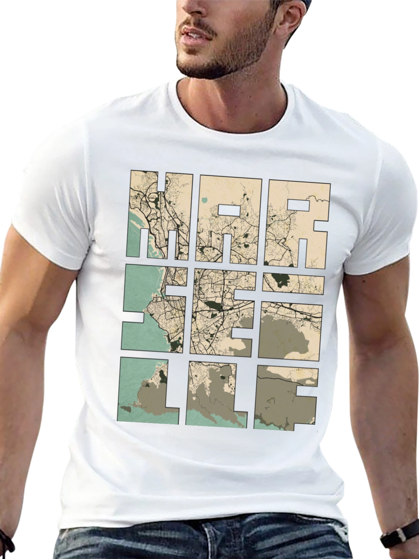 Marseille Map Graphic T-Shirt - Cityscape Tee