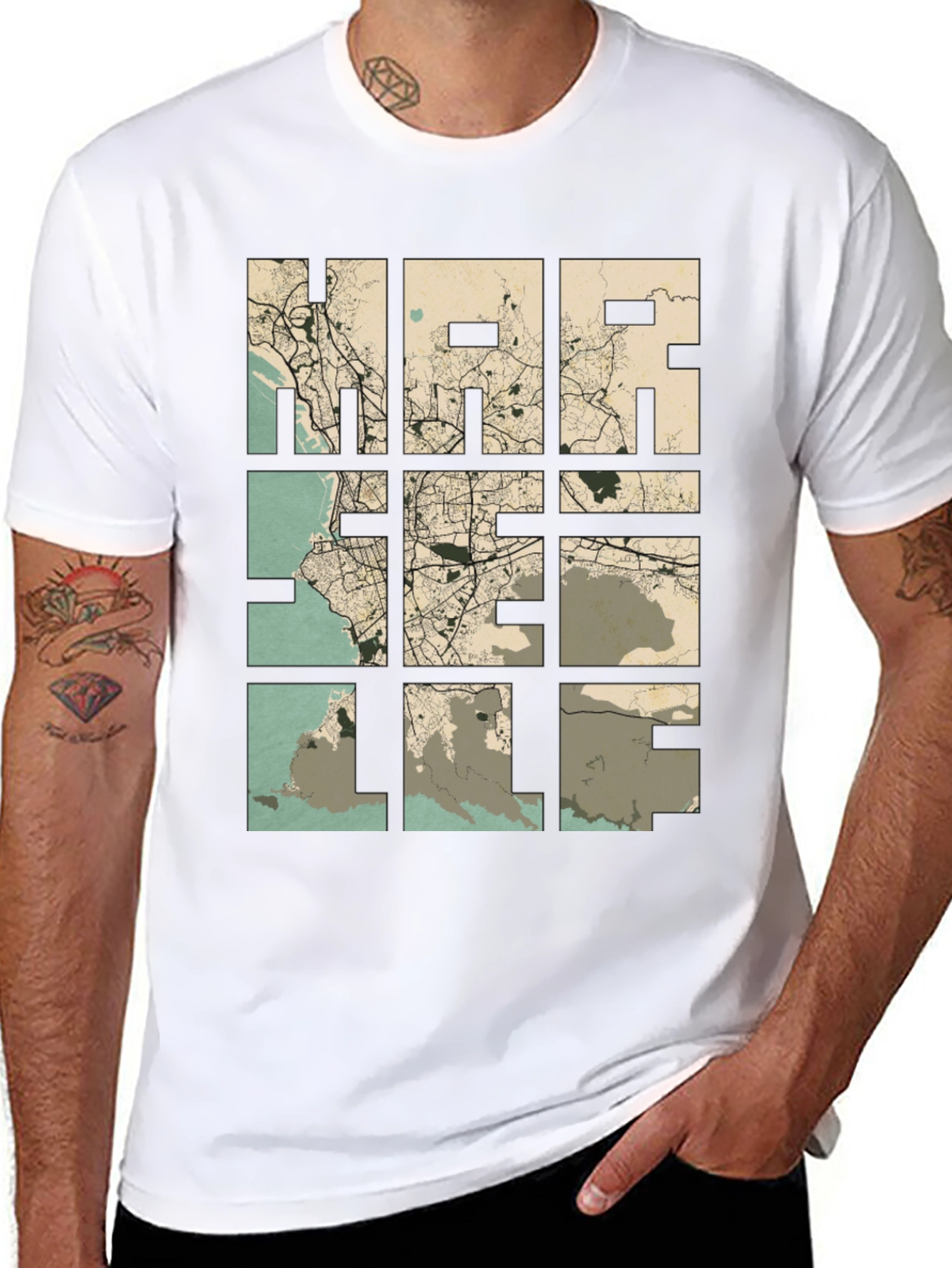 Marseille Map Graphic T-Shirt - Cityscape Tee