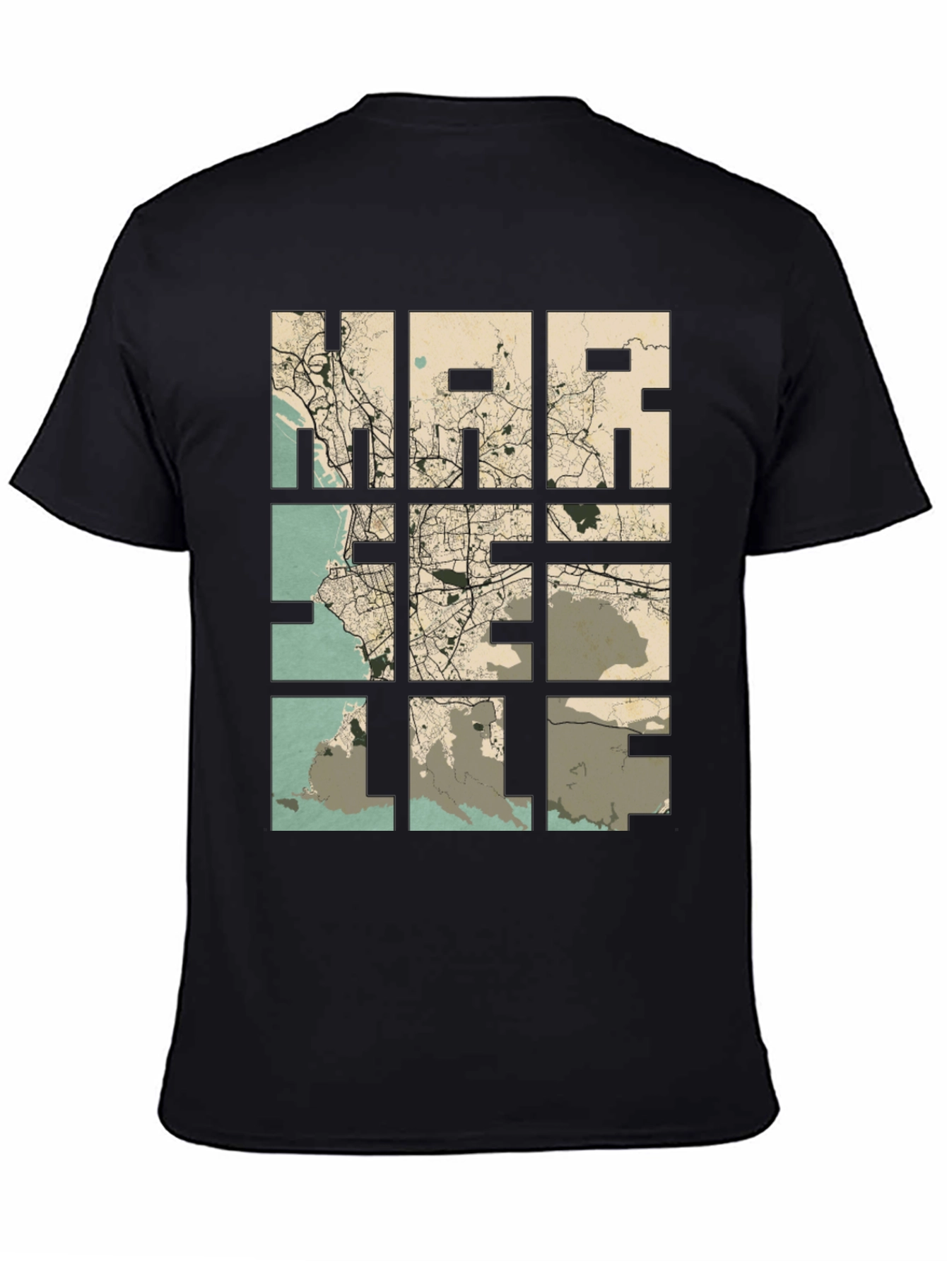 Marseille Map Graphic T-Shirt - Cityscape Tee