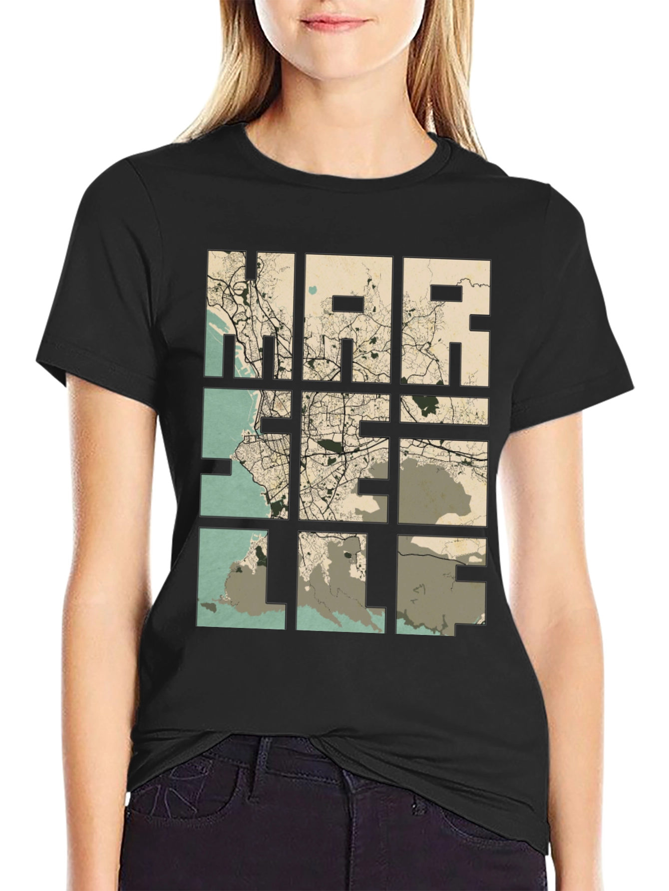 Marseille Map Graphic T-Shirt - Cityscape Tee