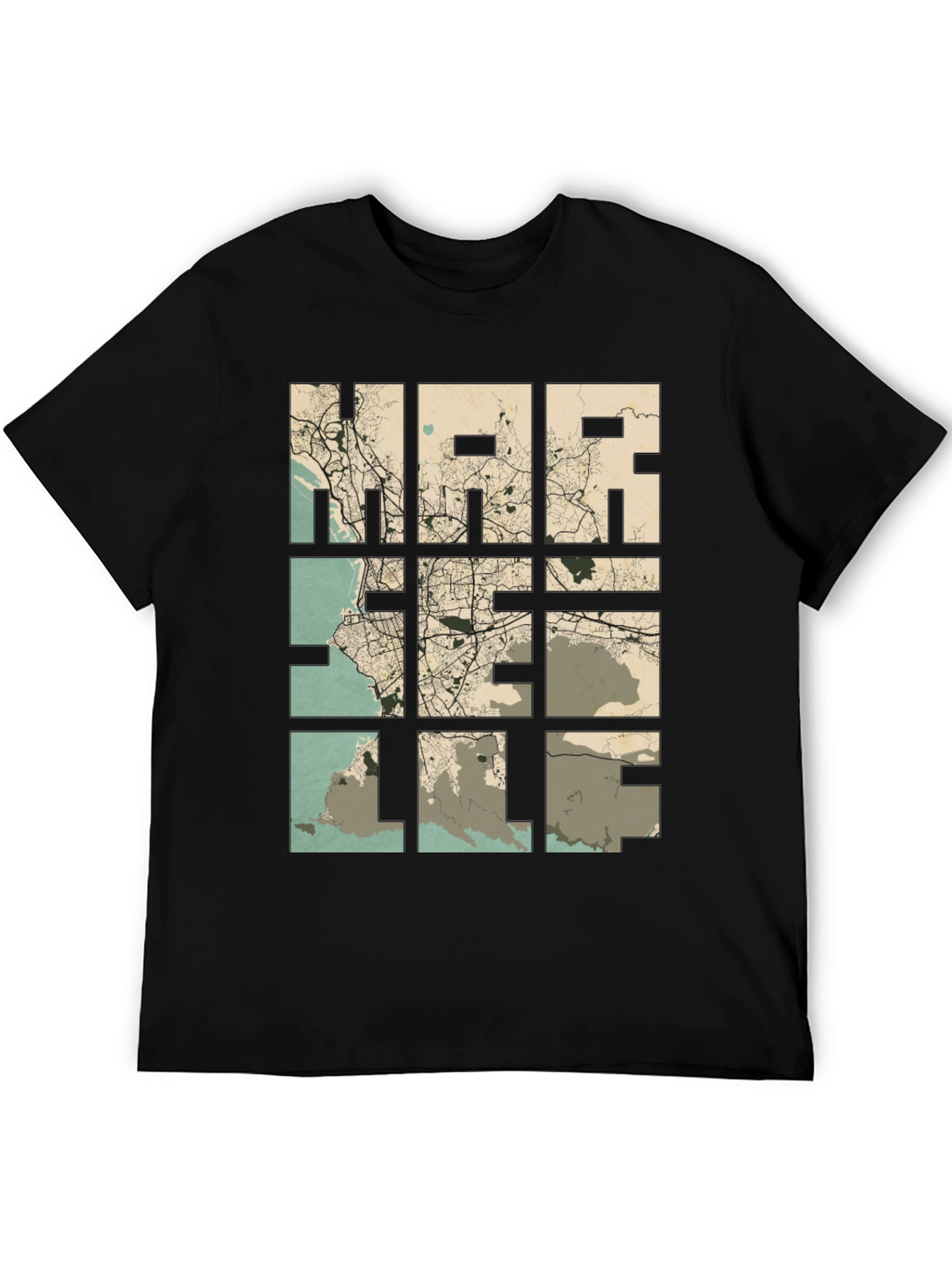 Marseille Map Graphic T-Shirt - Cityscape Tee