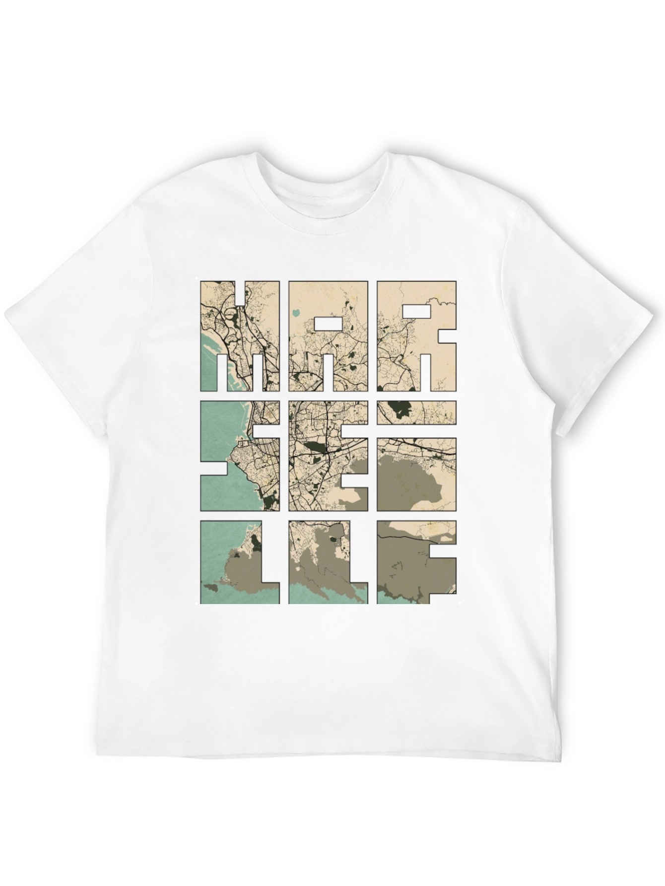 Marseille Map Graphic T-Shirt - Cityscape Tee