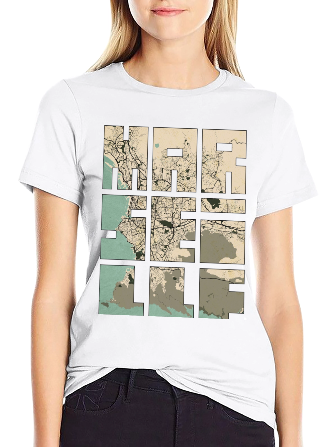 Marseille Map Graphic T-Shirt - Cityscape Tee