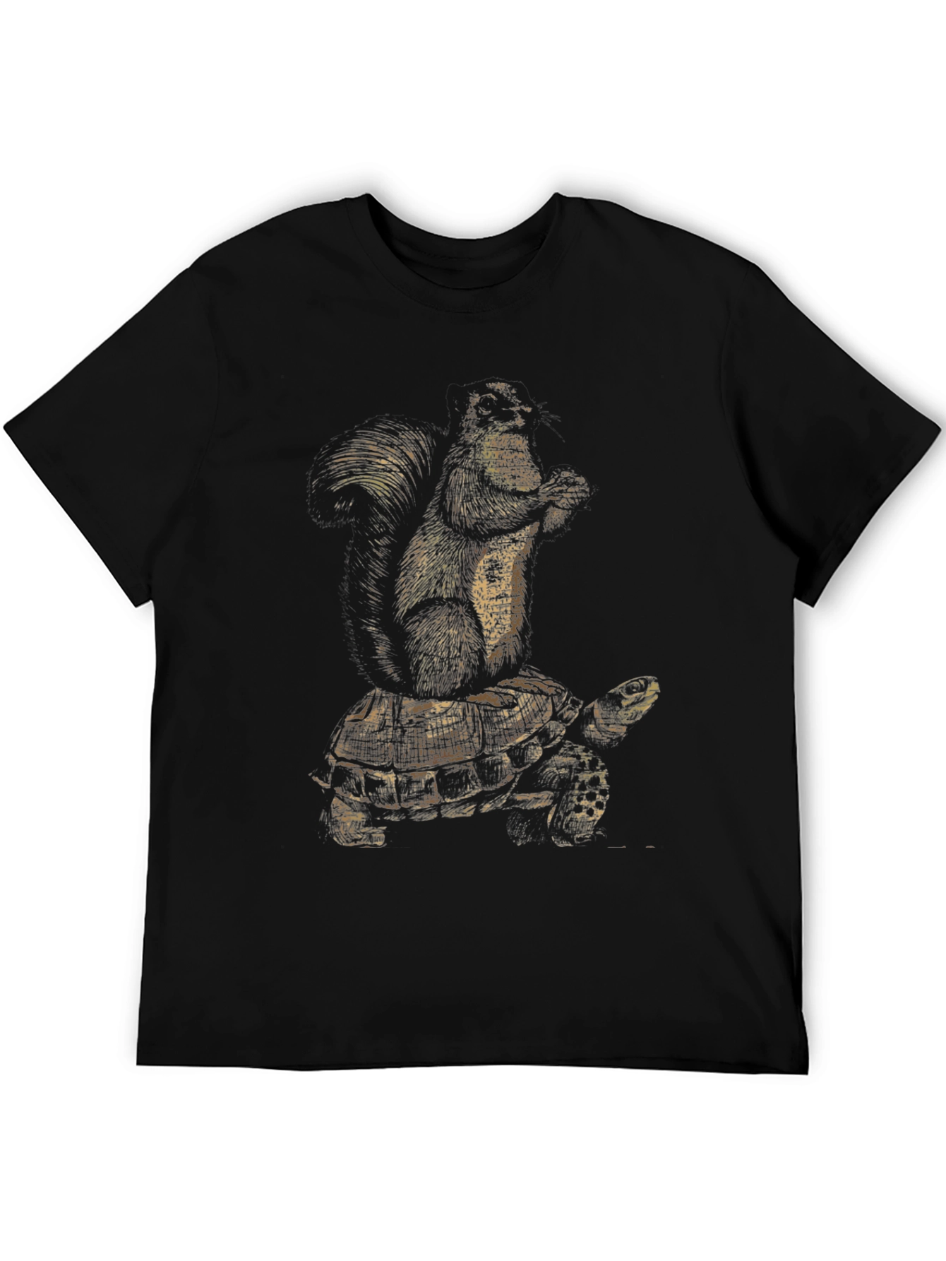 Squirrel Riding Turtle Black Graphic Tee