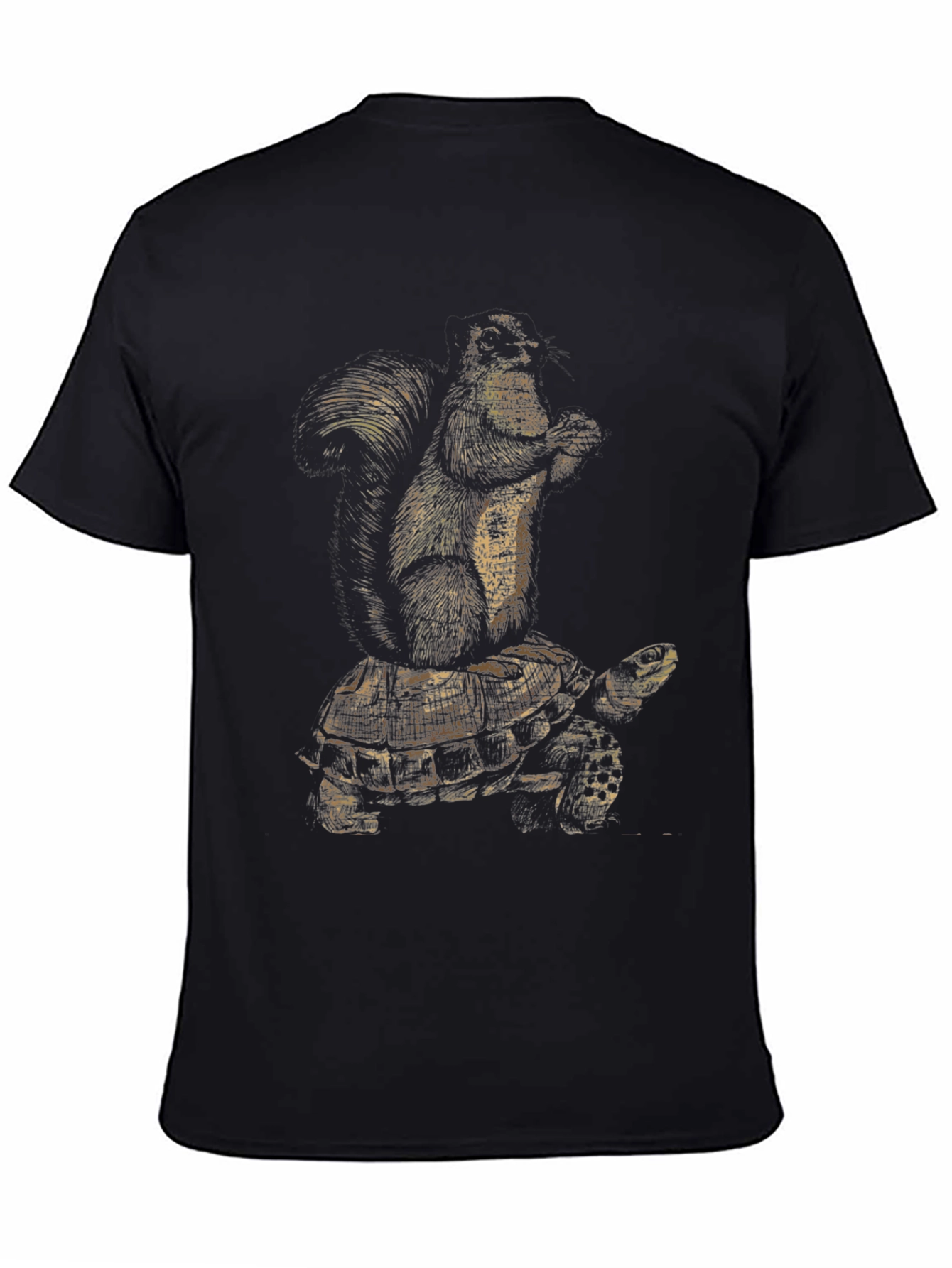Squirrel Riding Turtle Black Graphic Tee