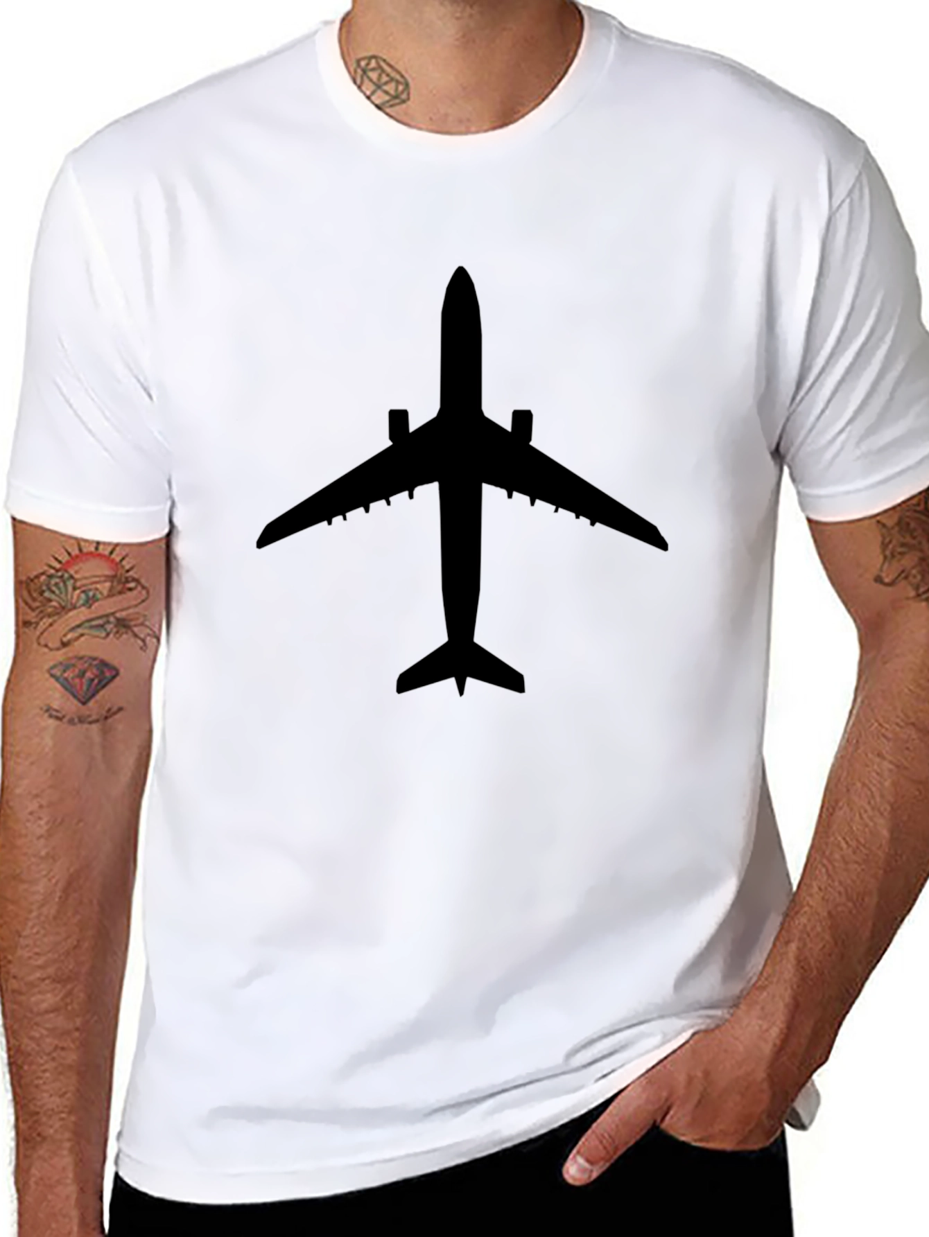 Airplane Silhouette Black T-Shirt - Aviation Enthusiast Tee