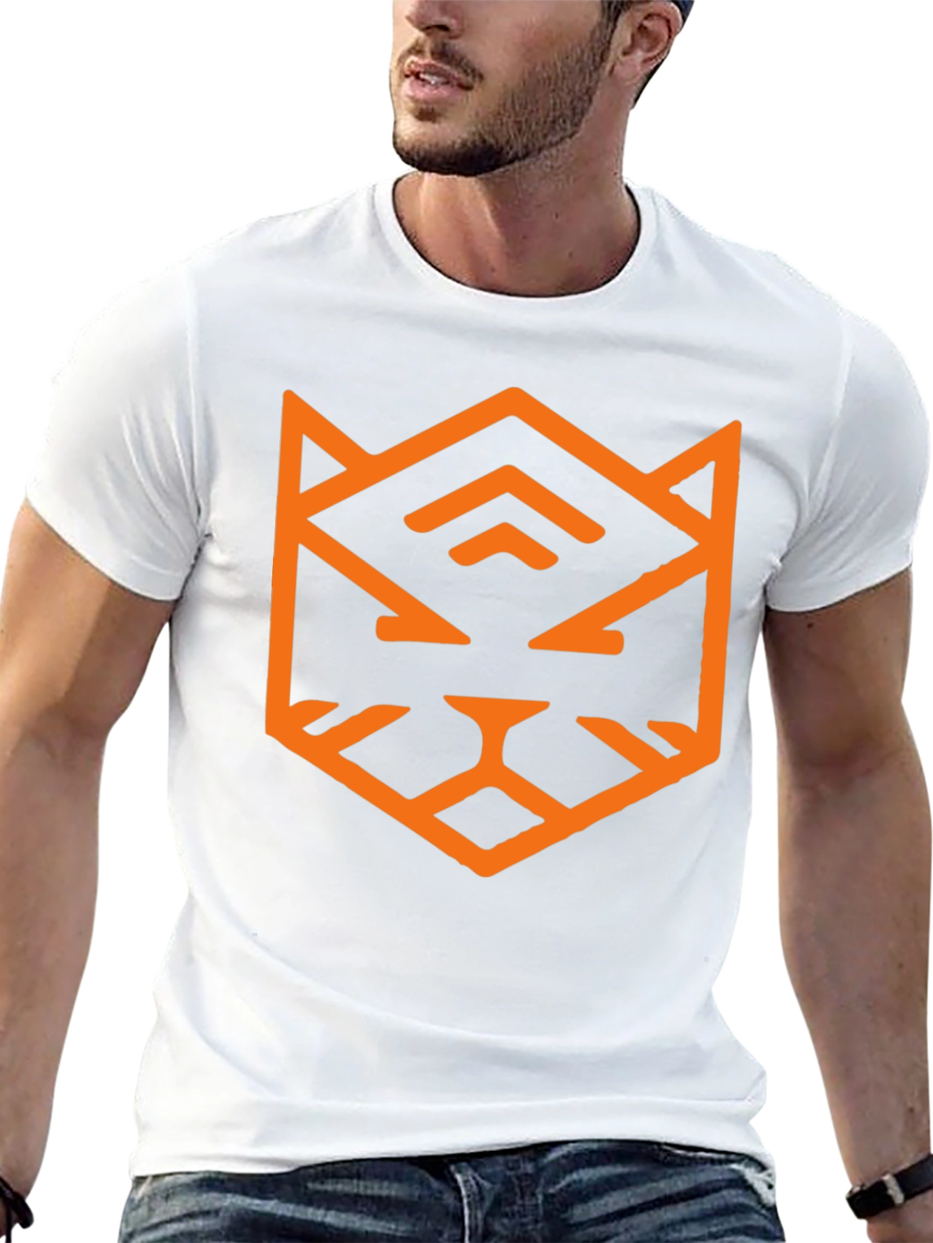 Geometric Tiger Graphic Tee - Black