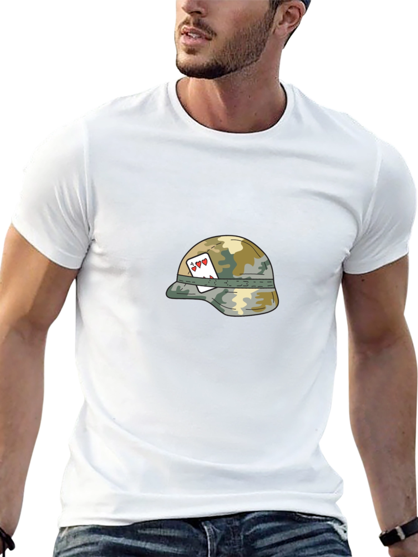 Army Helmet Aces Graphic Tee - Classic Style