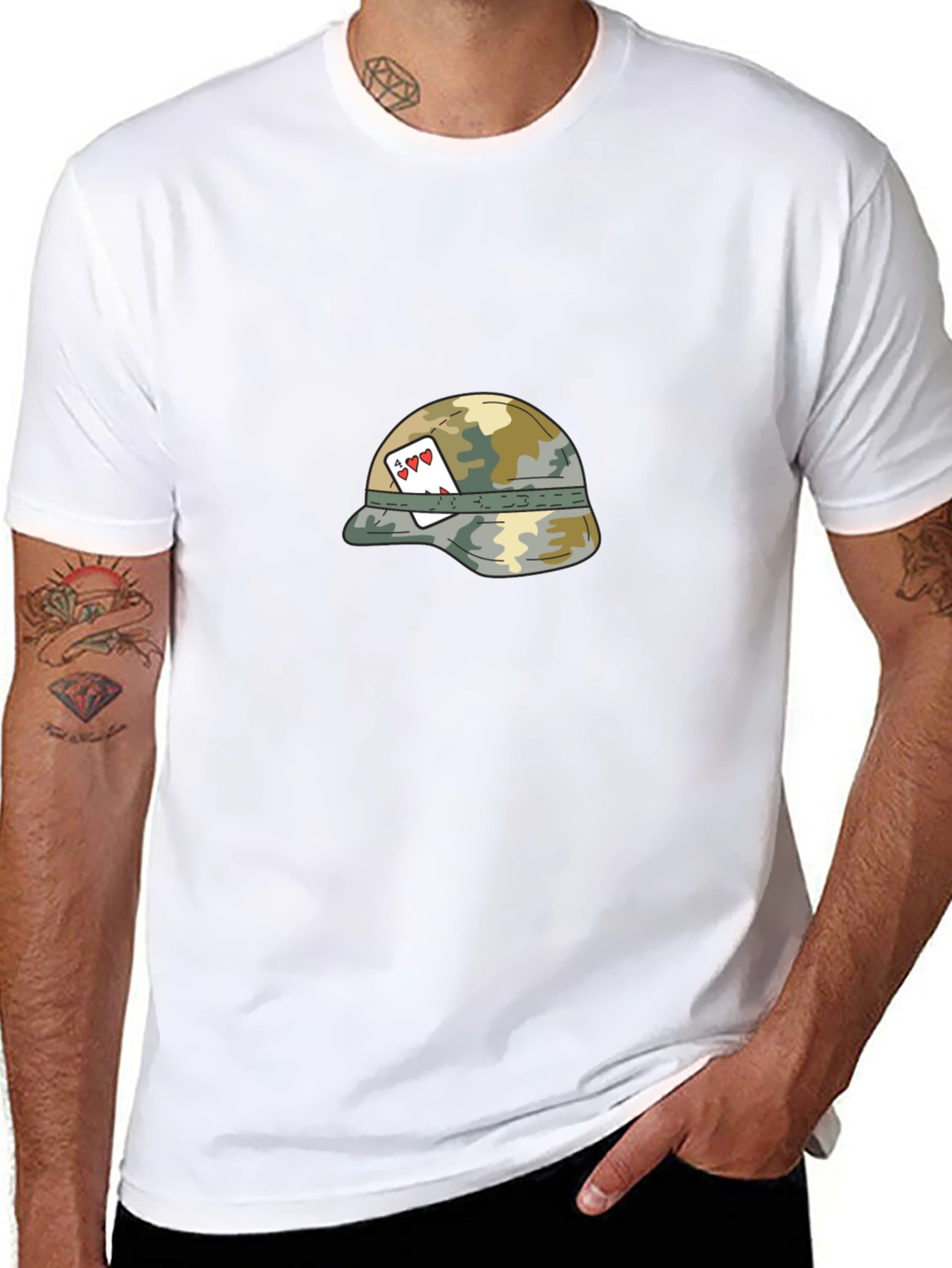 Army Helmet Aces Graphic Tee - Classic Style