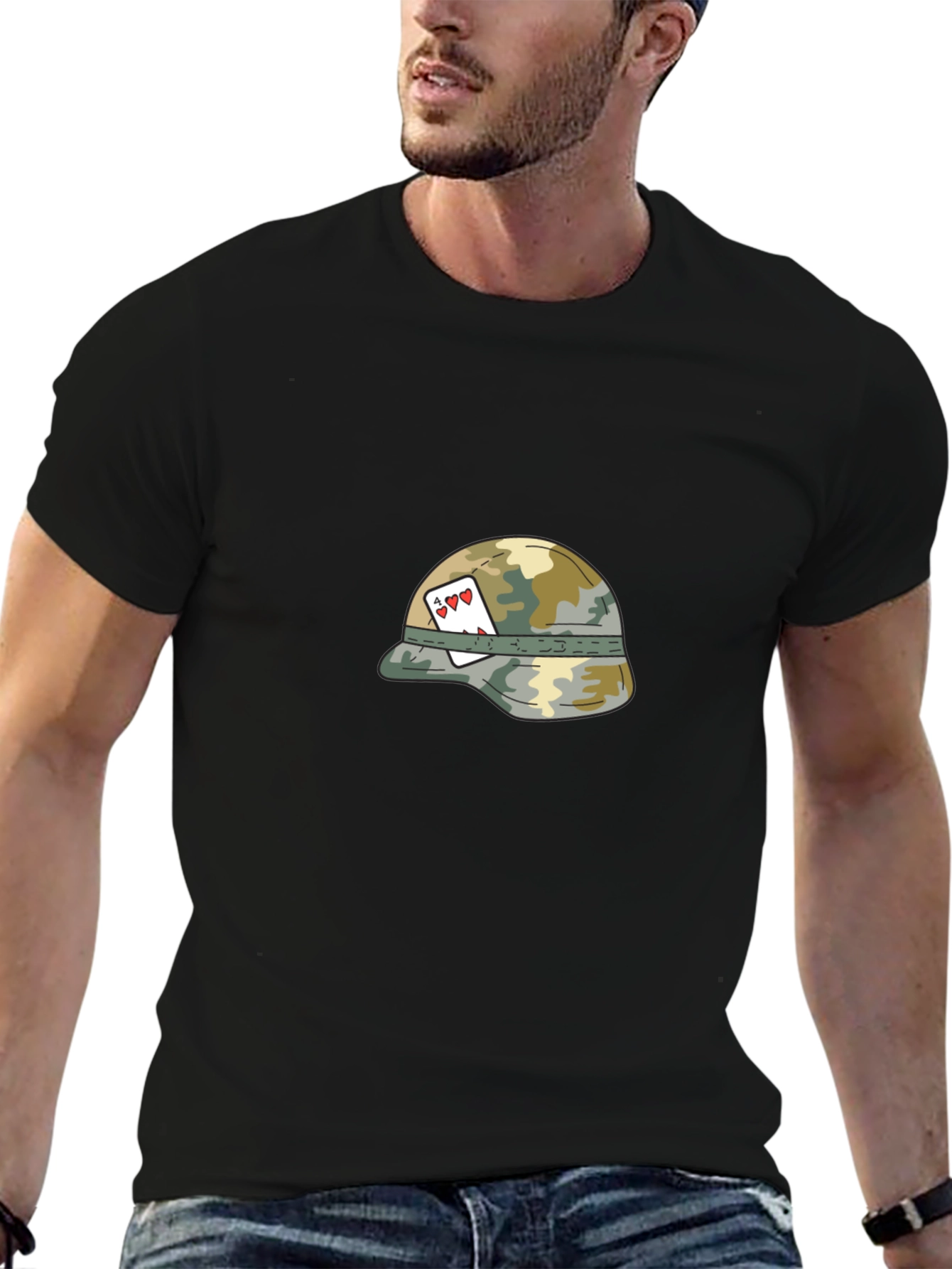 Army Helmet Aces Graphic Tee - Classic Style