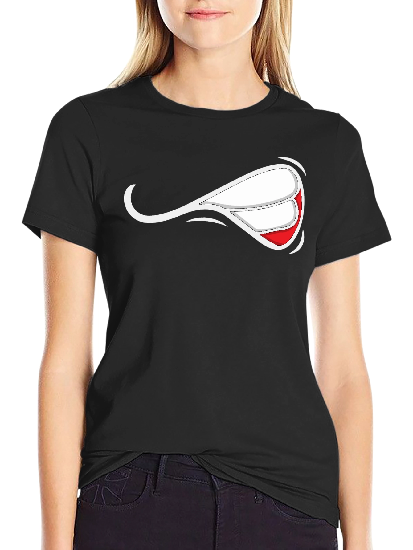 Cool Cartoon Smile Black T-Shirt