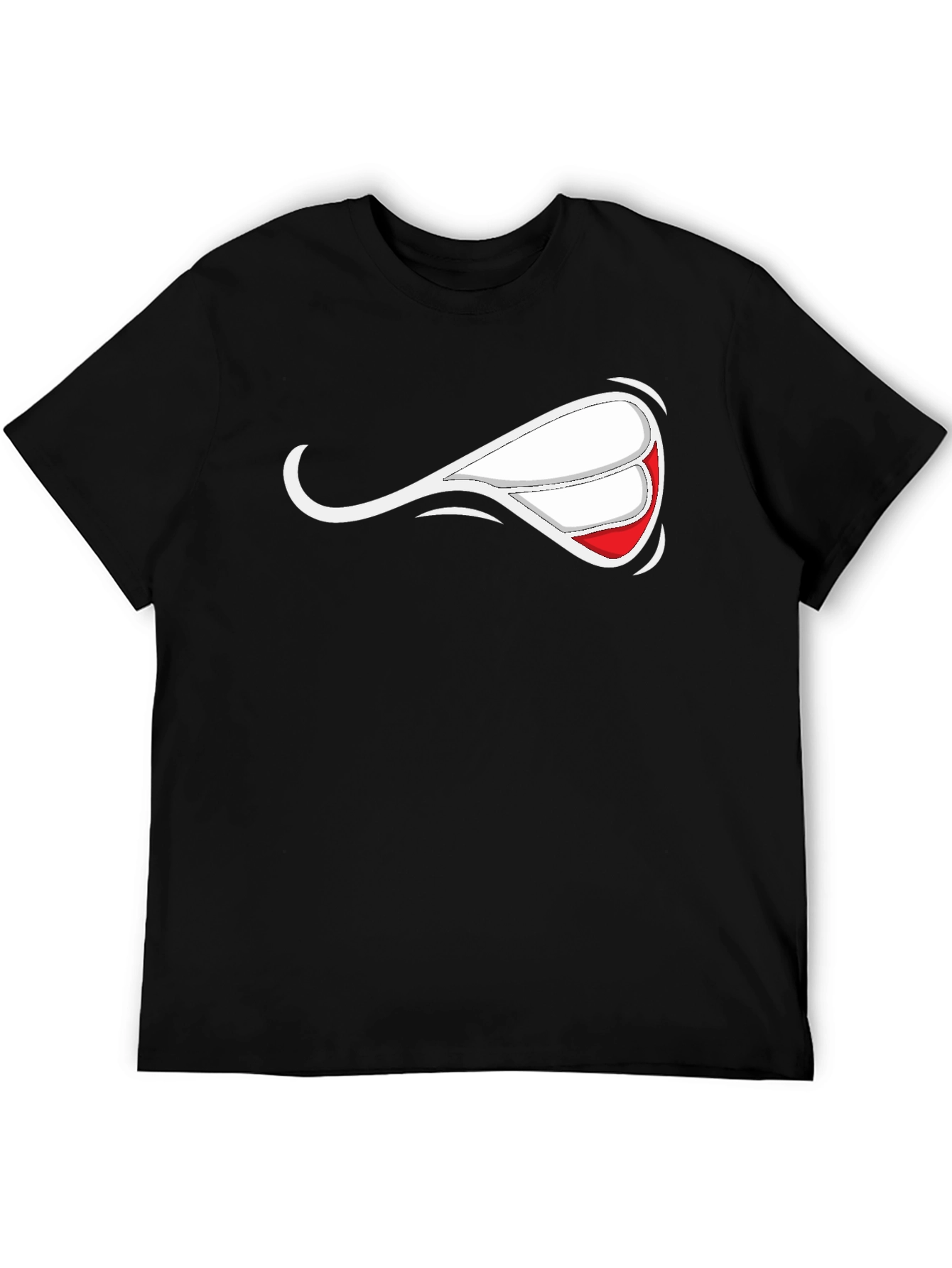 Cool Cartoon Smile Black T-Shirt