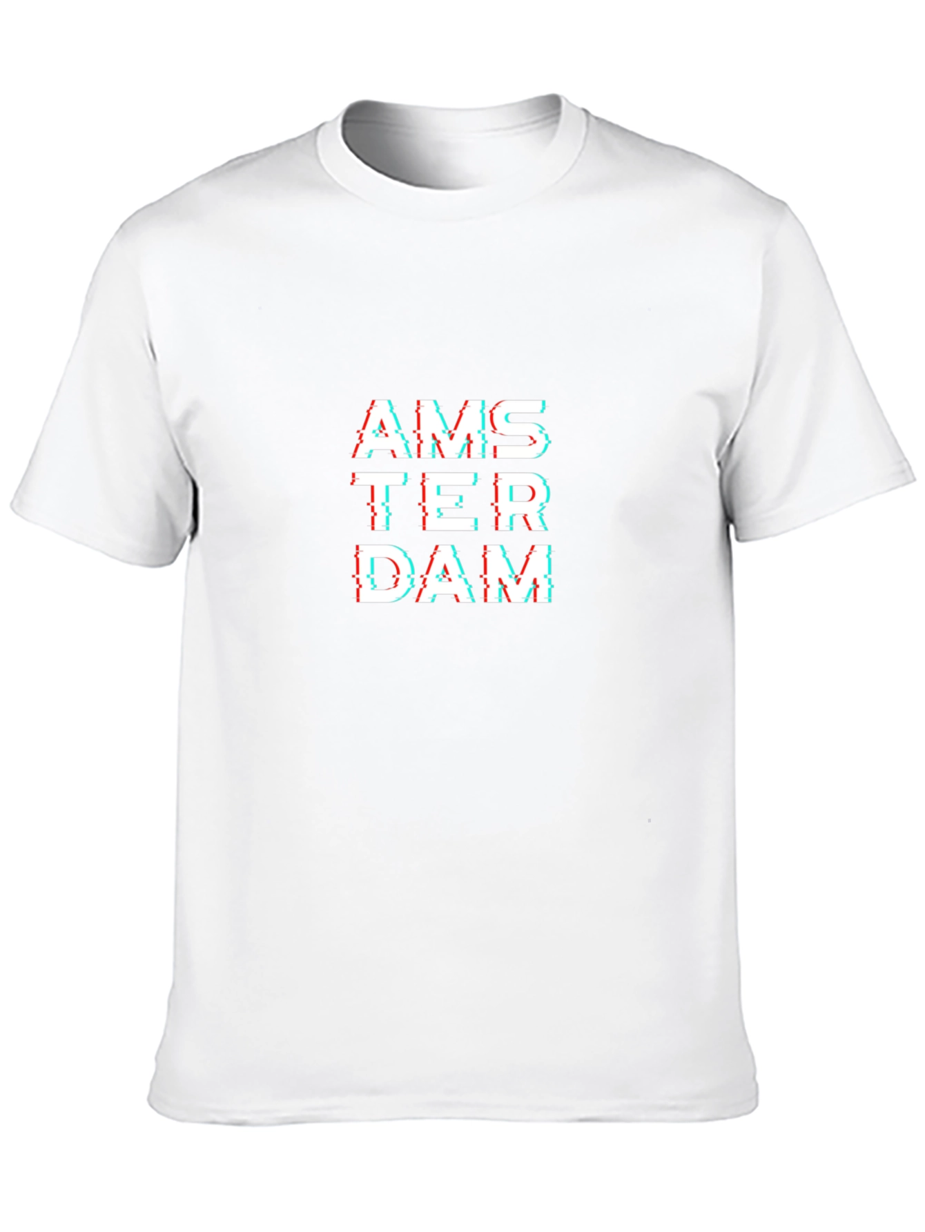 Amsterdam Glitch Text Black T-Shirt