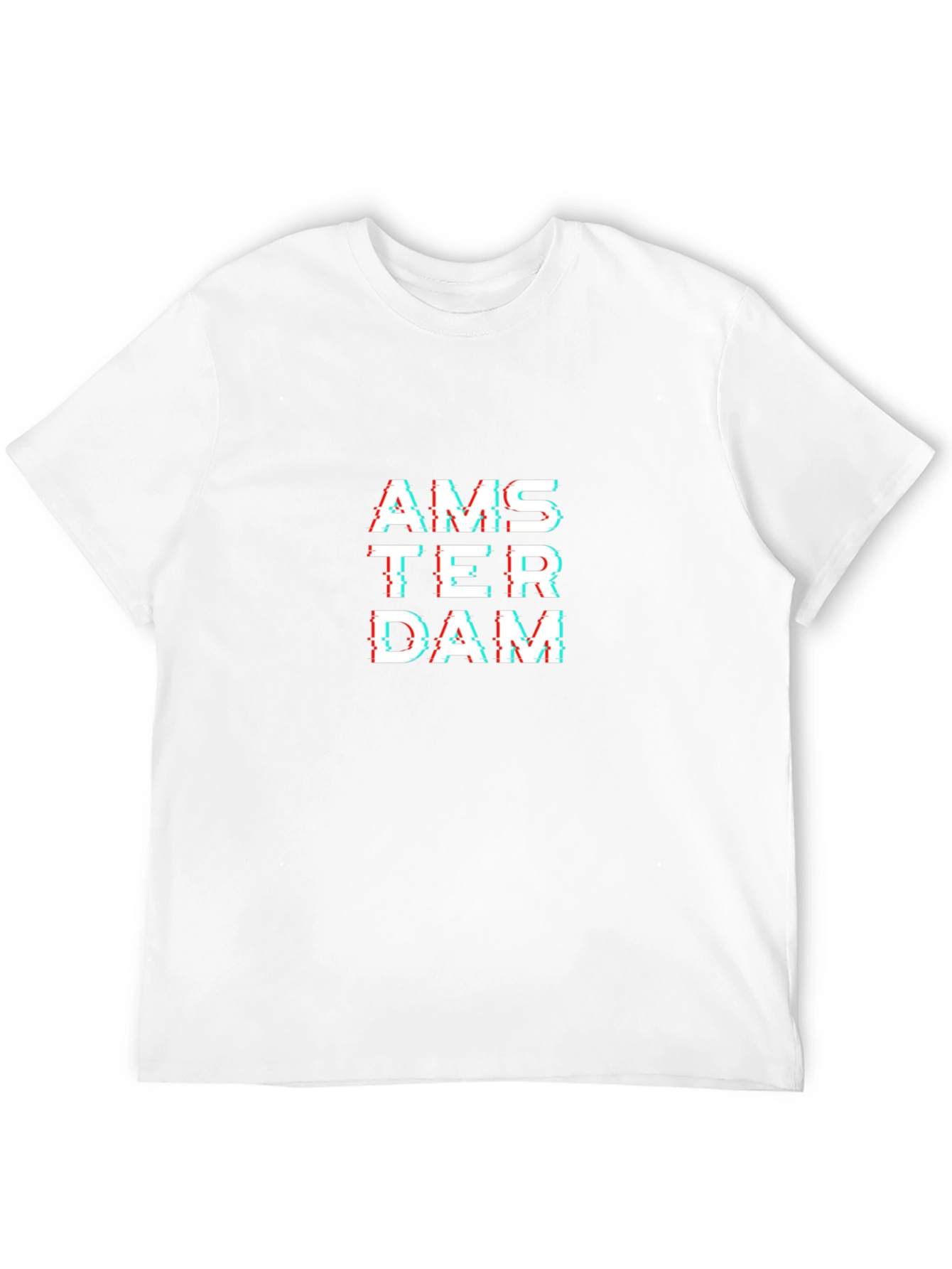 Amsterdam Glitch Text Black T-Shirt