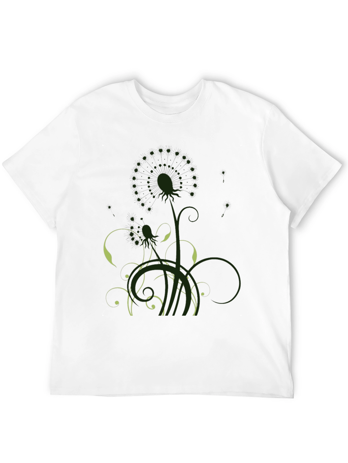 Mens Black T-Shirt with Artistic Floral Graphic