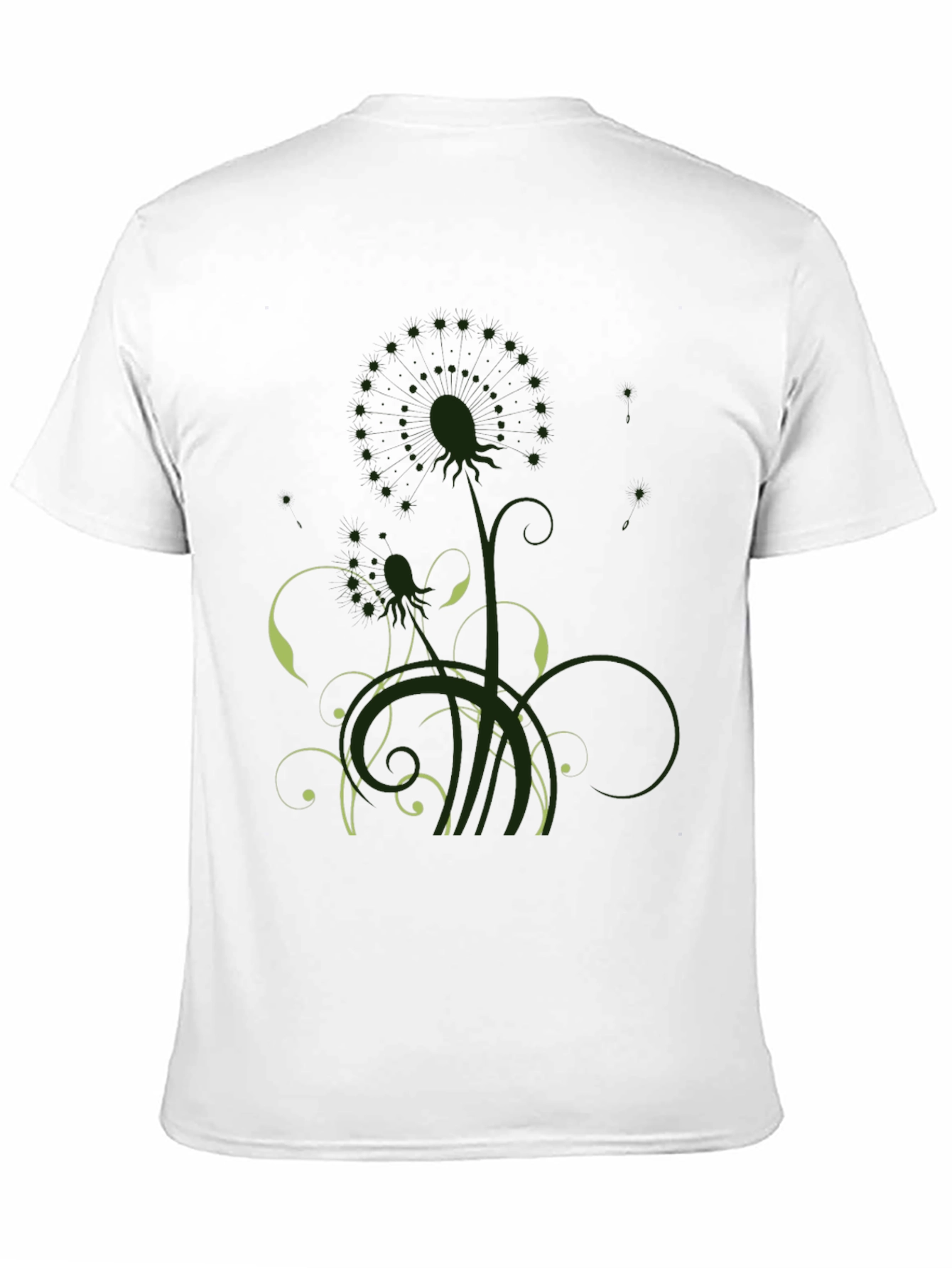 Mens Black T-Shirt with Artistic Floral Graphic