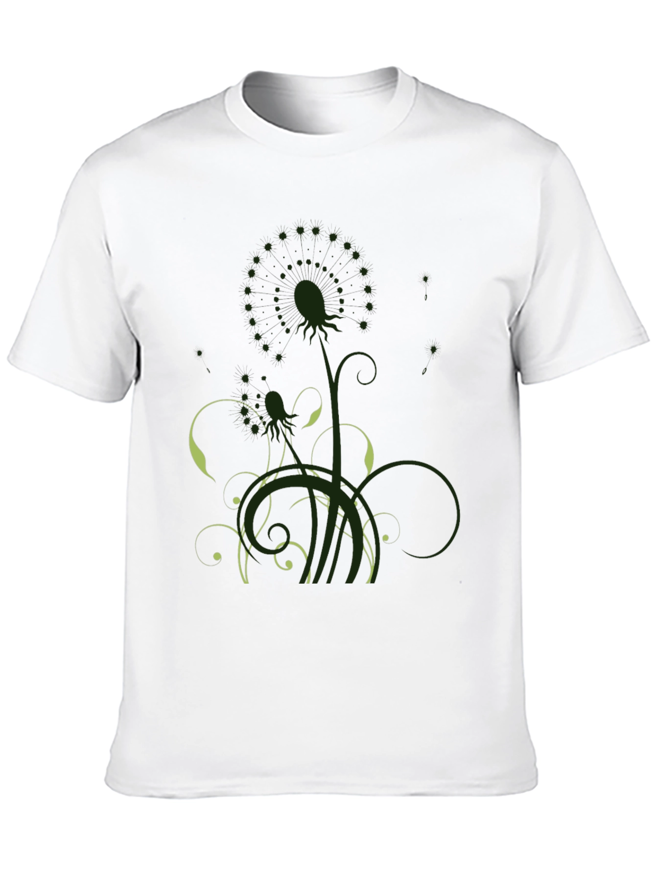 Mens Black T-Shirt with Artistic Floral Graphic
