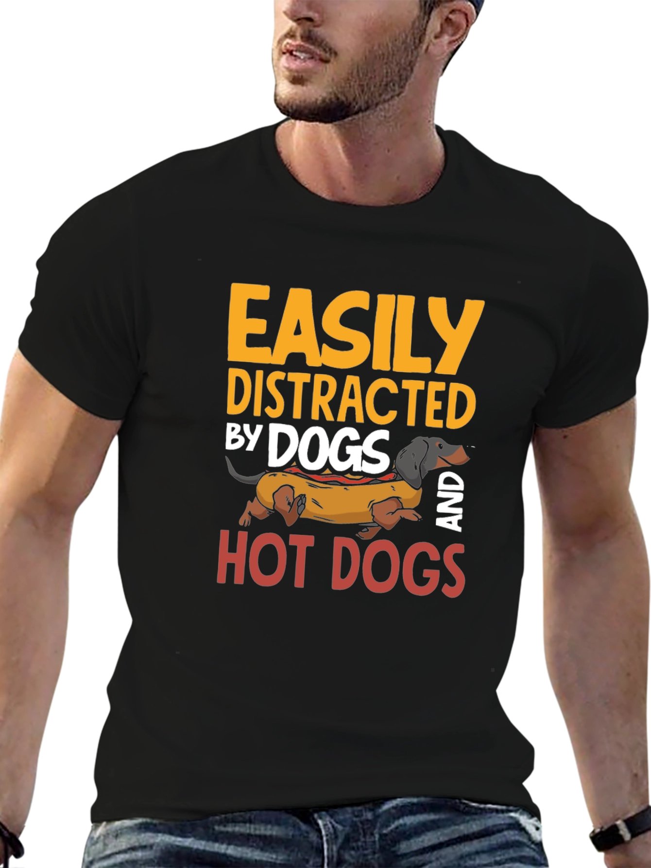 Easily Distracted By Dogs and Hot Dogs T-Shirt