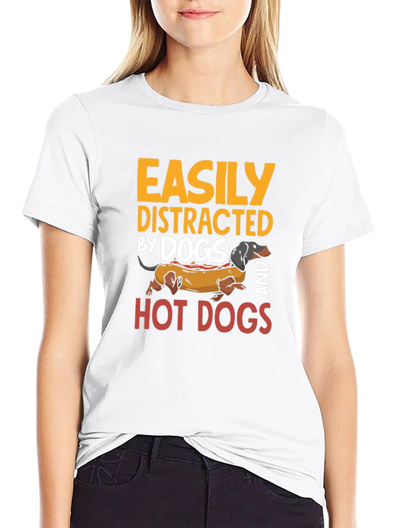 Easily Distracted By Dogs and Hot Dogs T-Shirt