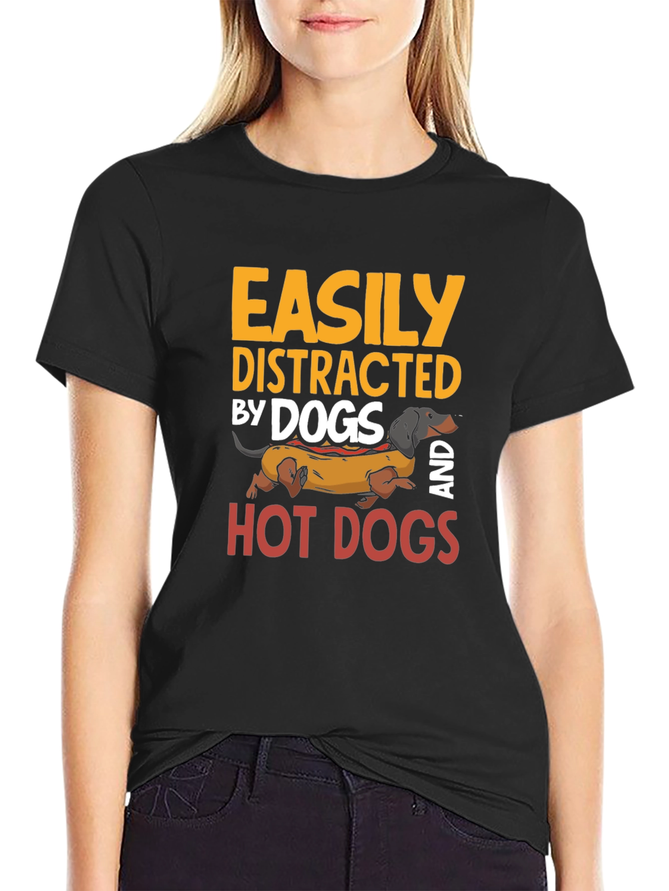Easily Distracted By Dogs and Hot Dogs T-Shirt