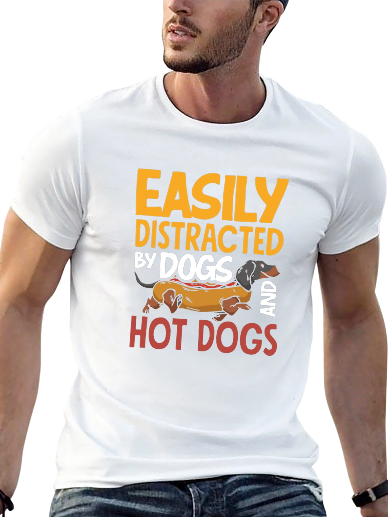 Easily Distracted By Dogs and Hot Dogs T-Shirt