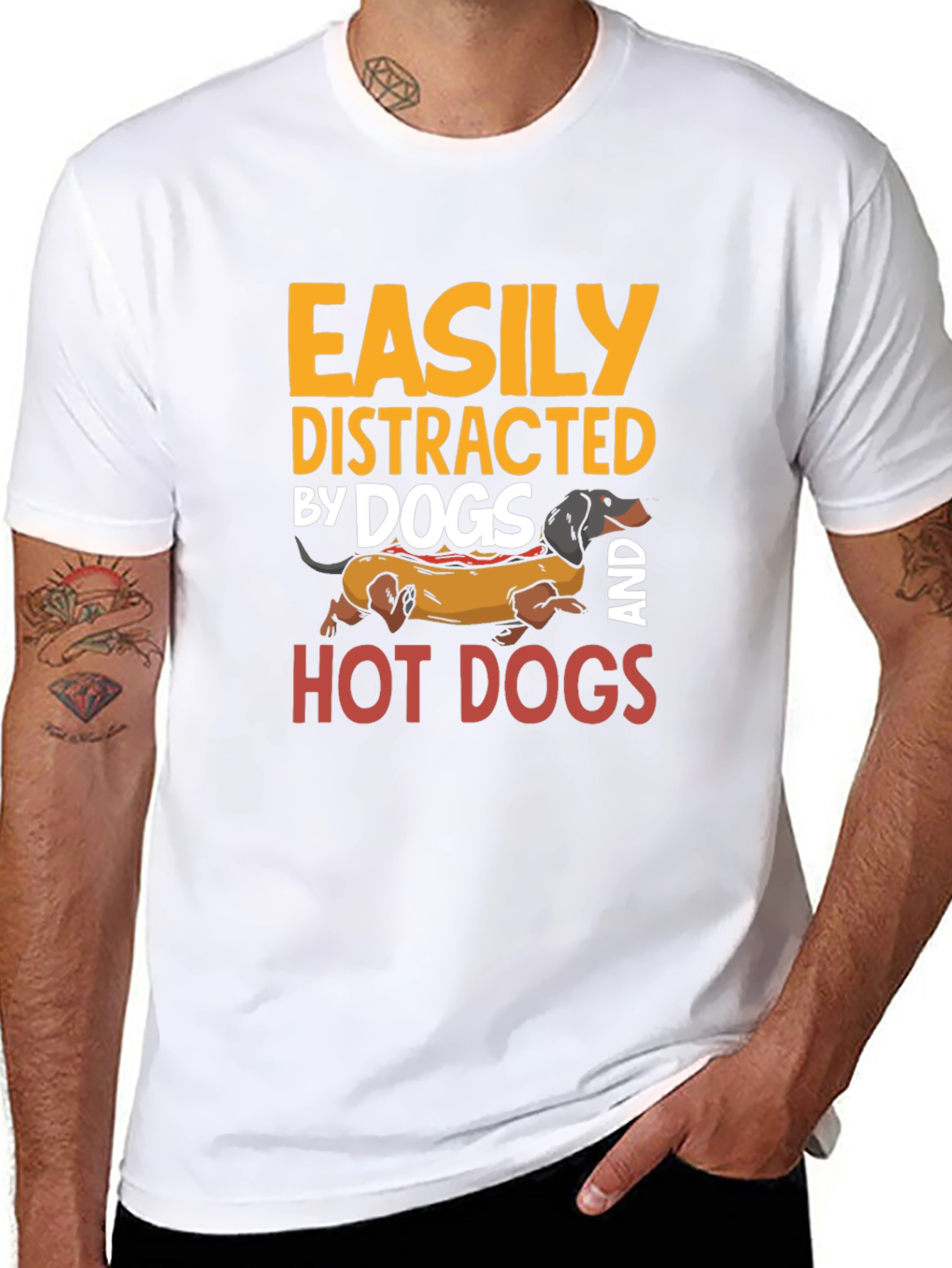 Easily Distracted By Dogs and Hot Dogs T-Shirt