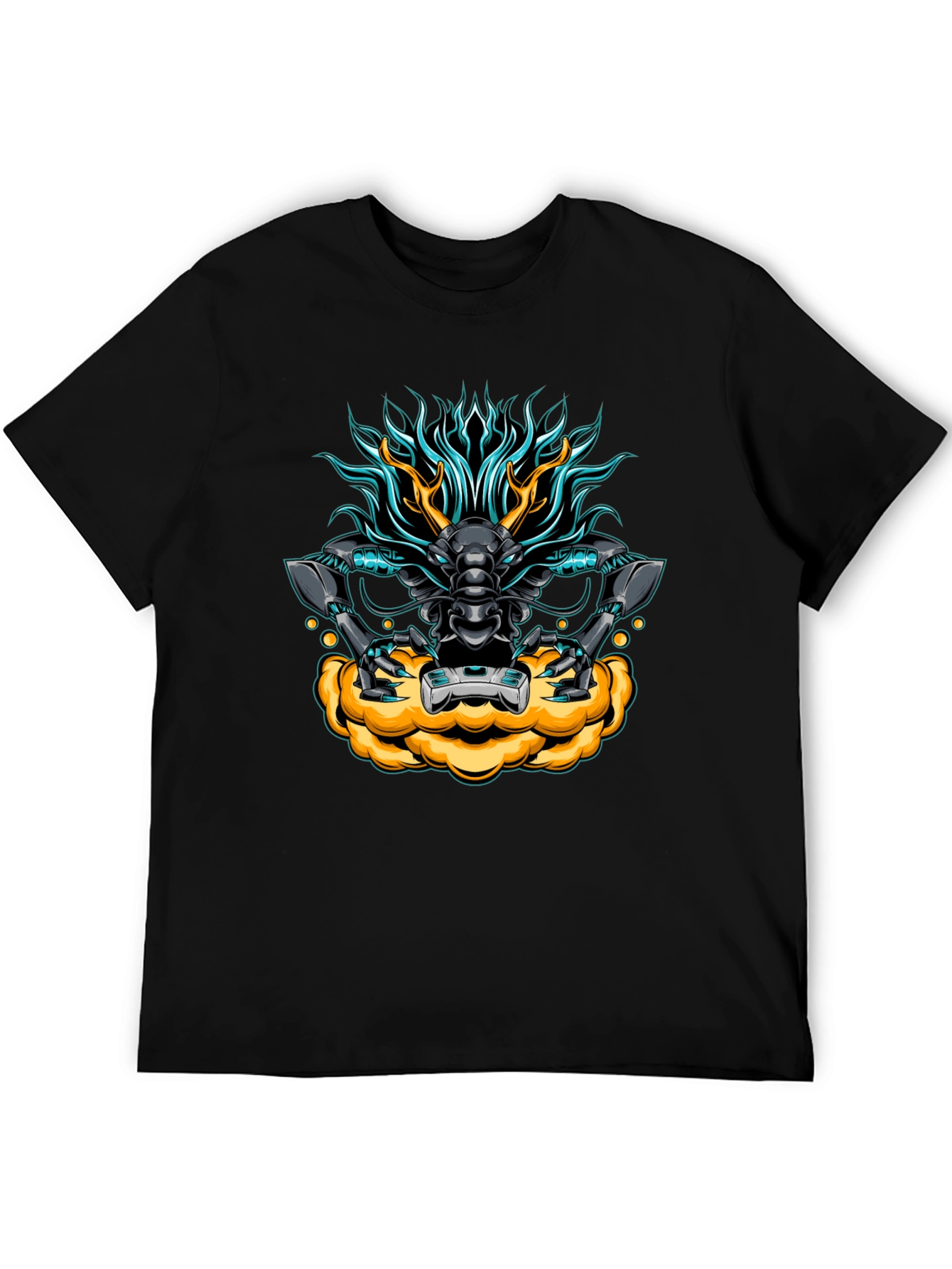 Cyberpunk Dragon Graphic Tee - Black