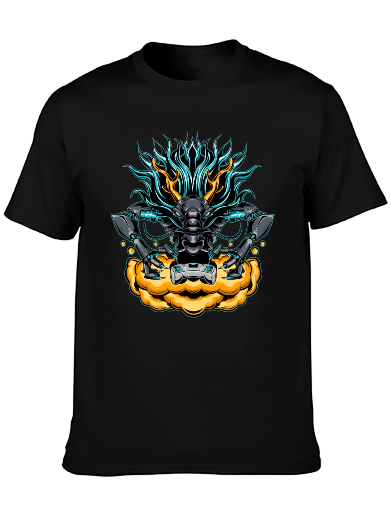 Cyberpunk Dragon Graphic Tee - Black