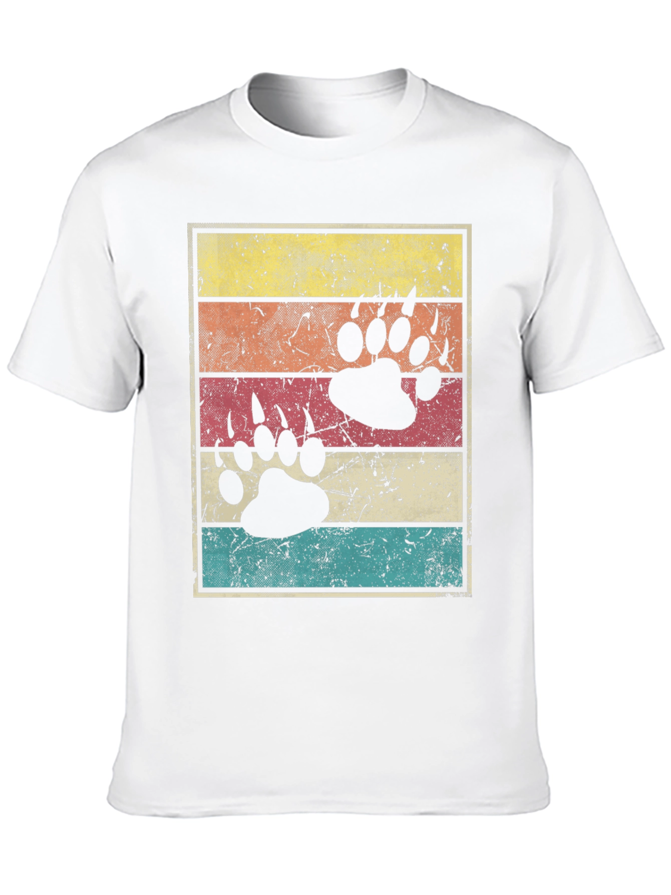 Retro Bear Paw Print T-Shirt