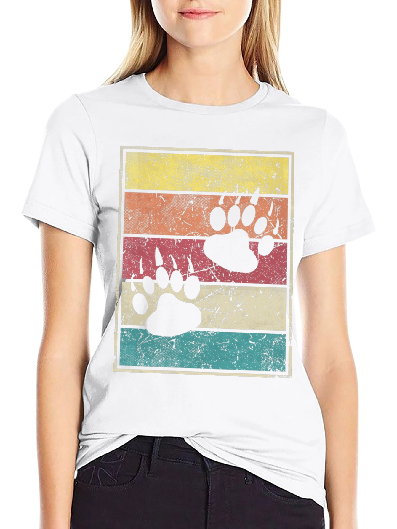 Retro Bear Paw Print T-Shirt