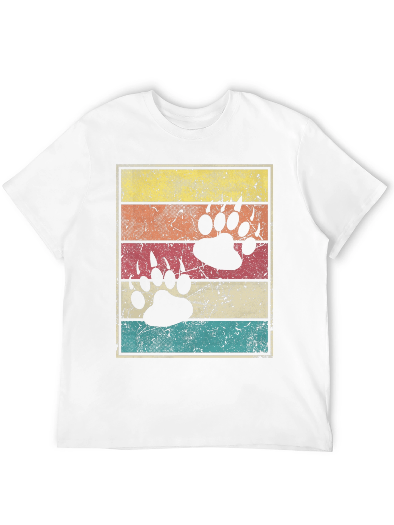 Retro Bear Paw Print T-Shirt
