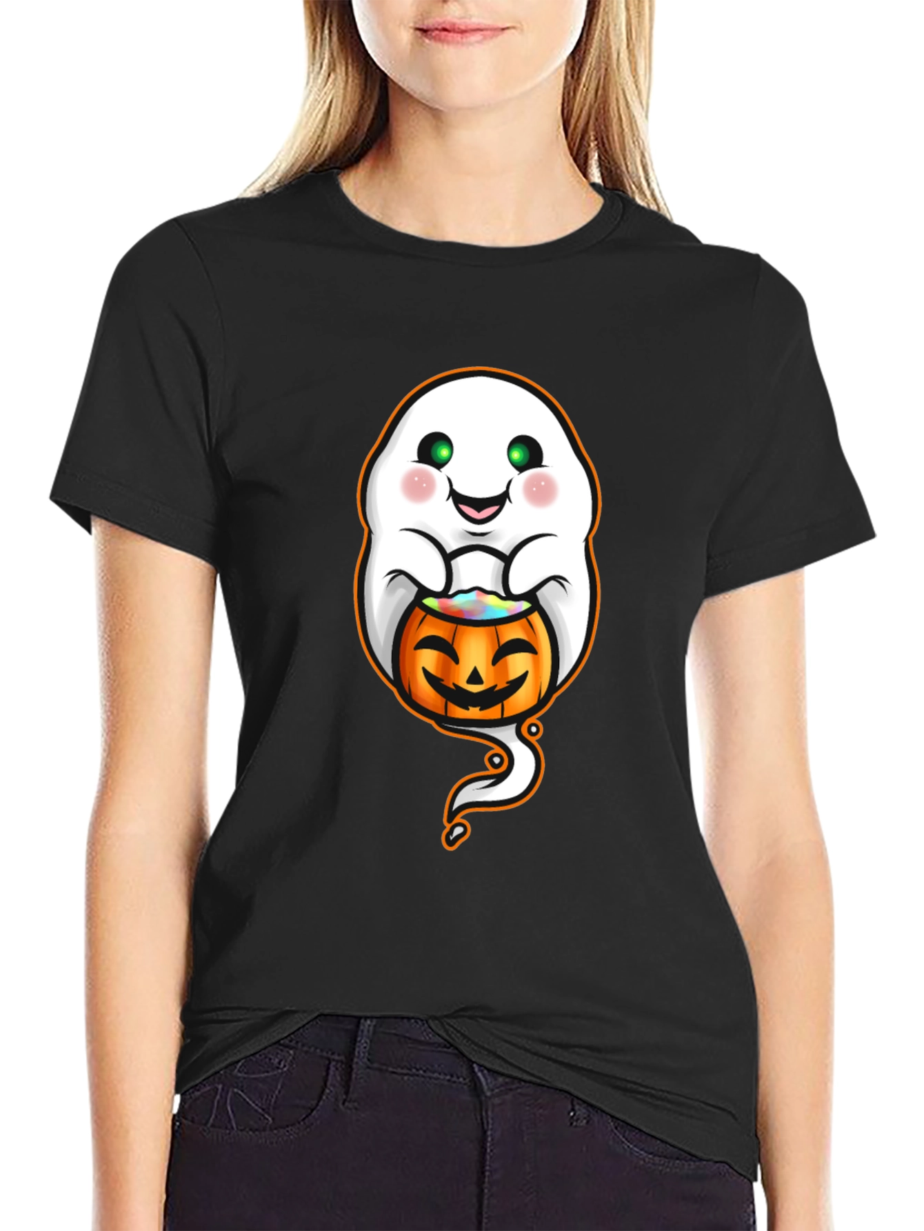 Halloween Ghost Pumpkin Graphic Tee