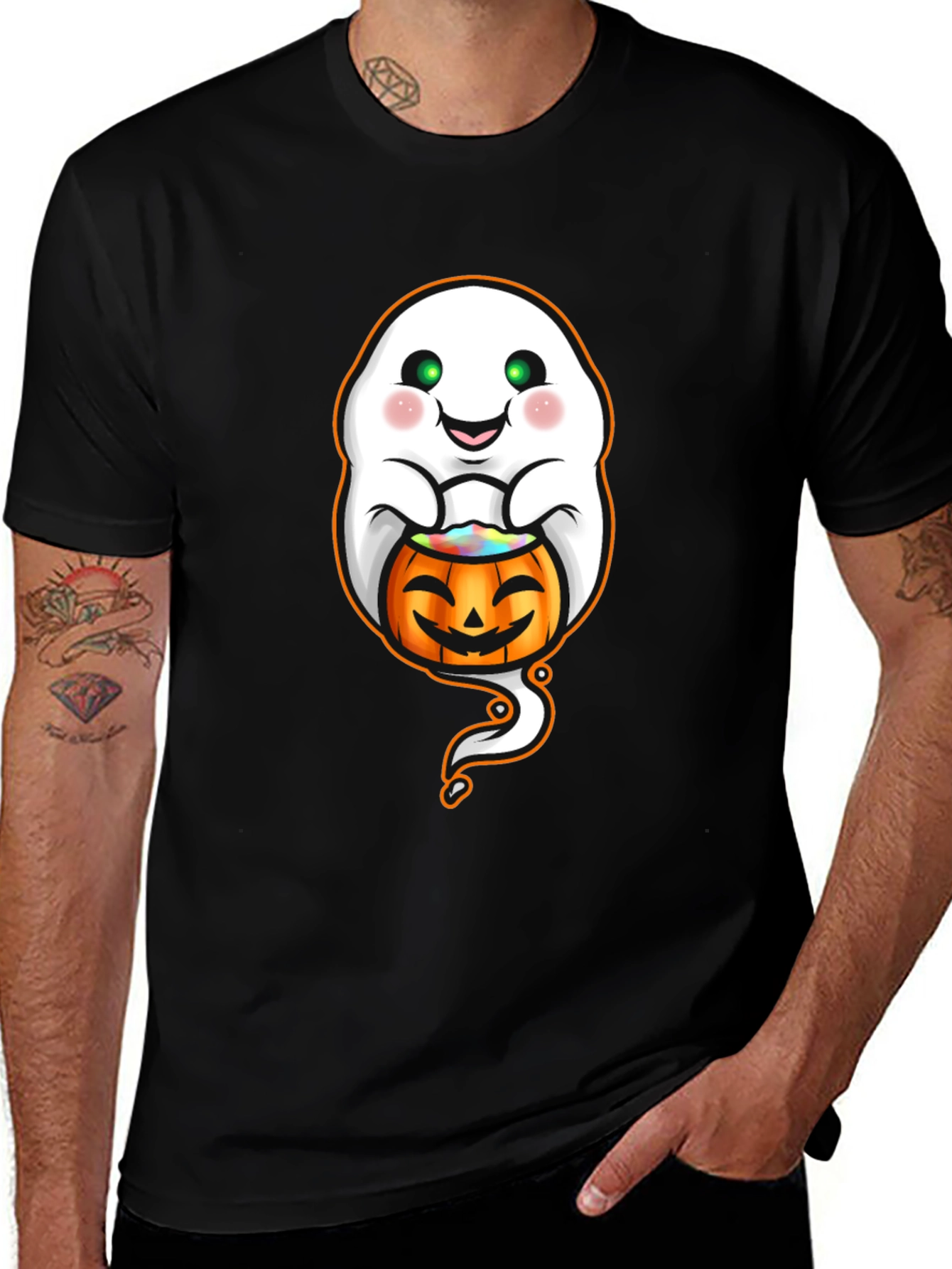 Halloween Ghost Pumpkin Graphic Tee
