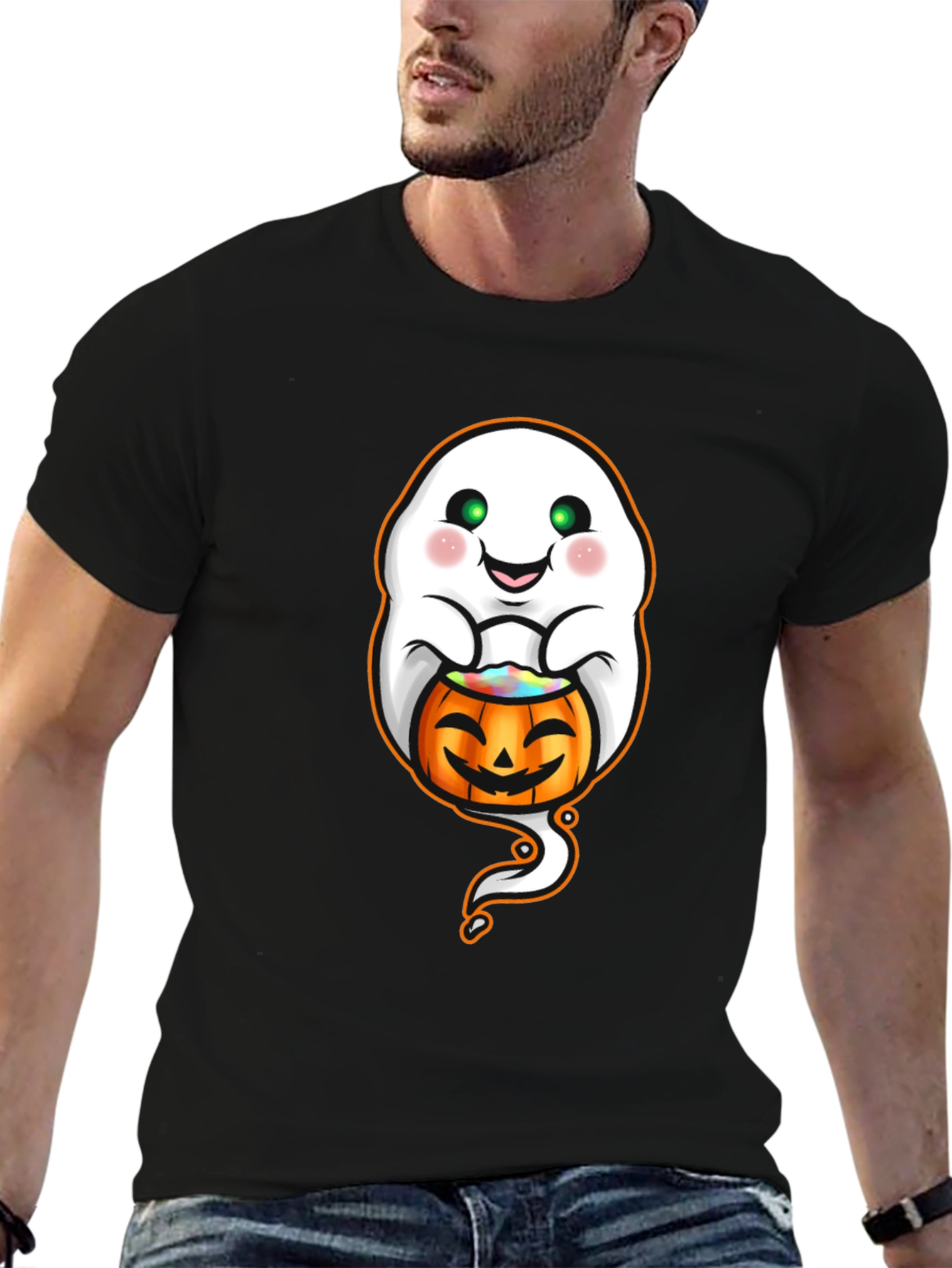 Halloween Ghost Pumpkin Graphic Tee