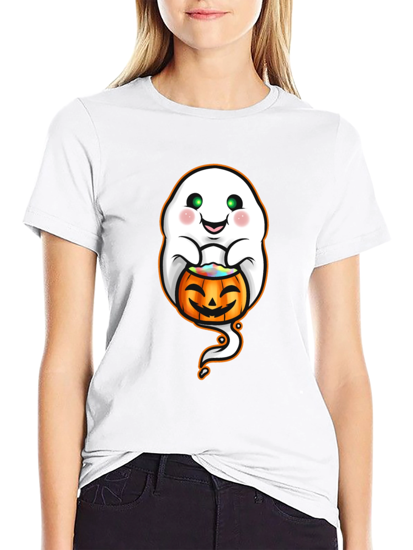 Halloween Ghost Pumpkin Graphic Tee