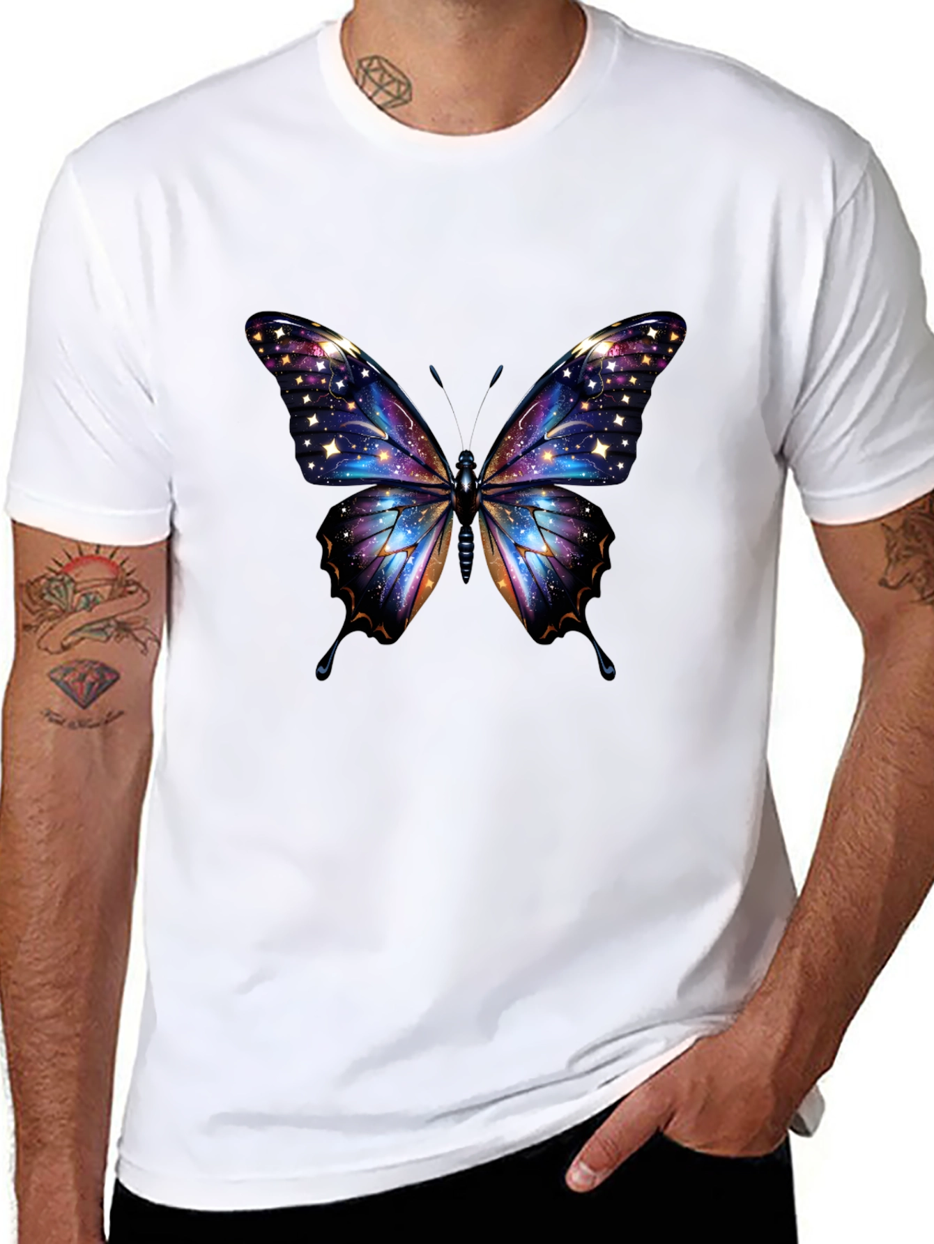 Galaxy Butterfly Graphic Tee - Unique Cosmic Design