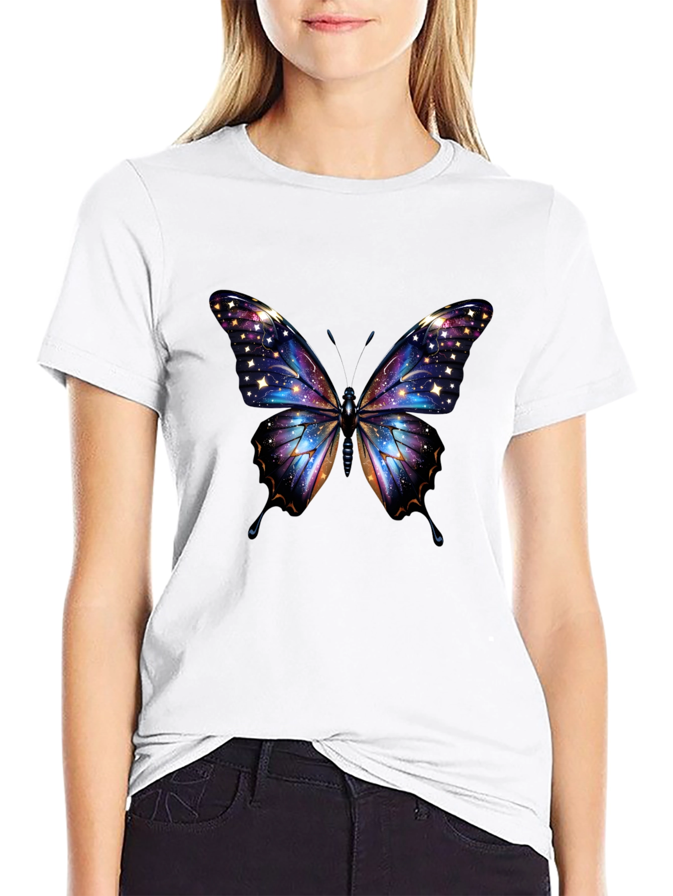 Galaxy Butterfly Graphic Tee - Unique Cosmic Design