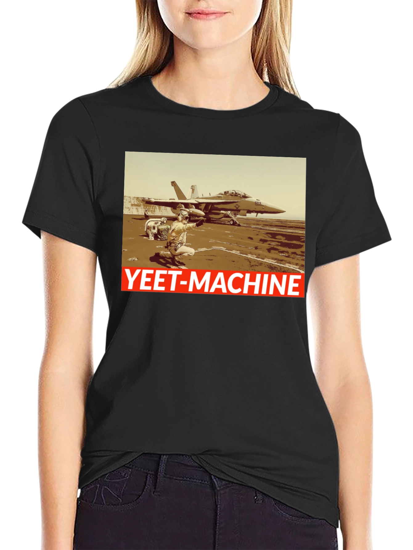 Yeet-Machine Aviation T-Shirt - Black Crew Neck