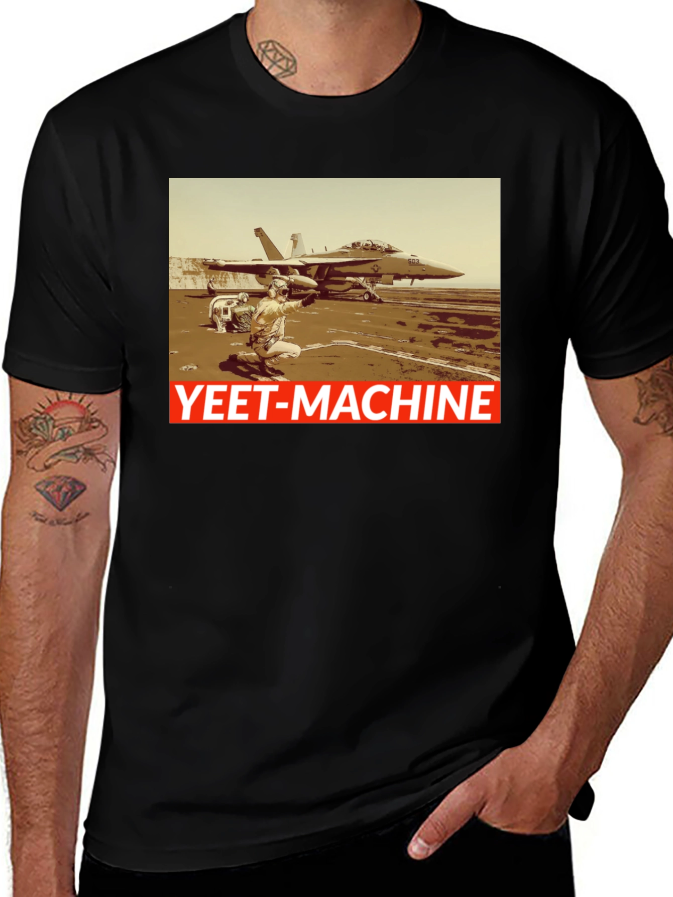 Yeet-Machine Aviation T-Shirt - Black Crew Neck
