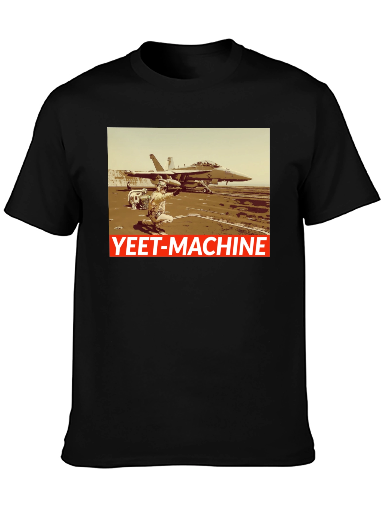 Yeet-Machine Aviation T-Shirt - Black Crew Neck