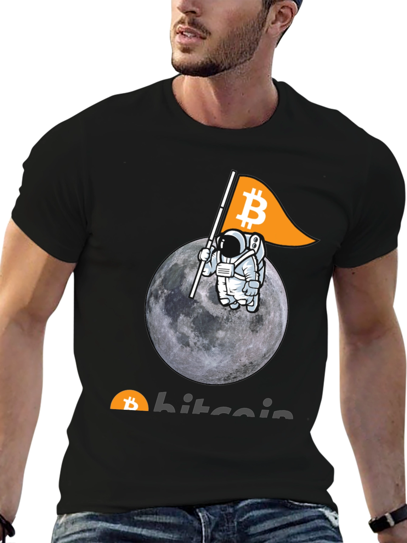 Bitcoin Astronaut Moon Graphic T-Shirt